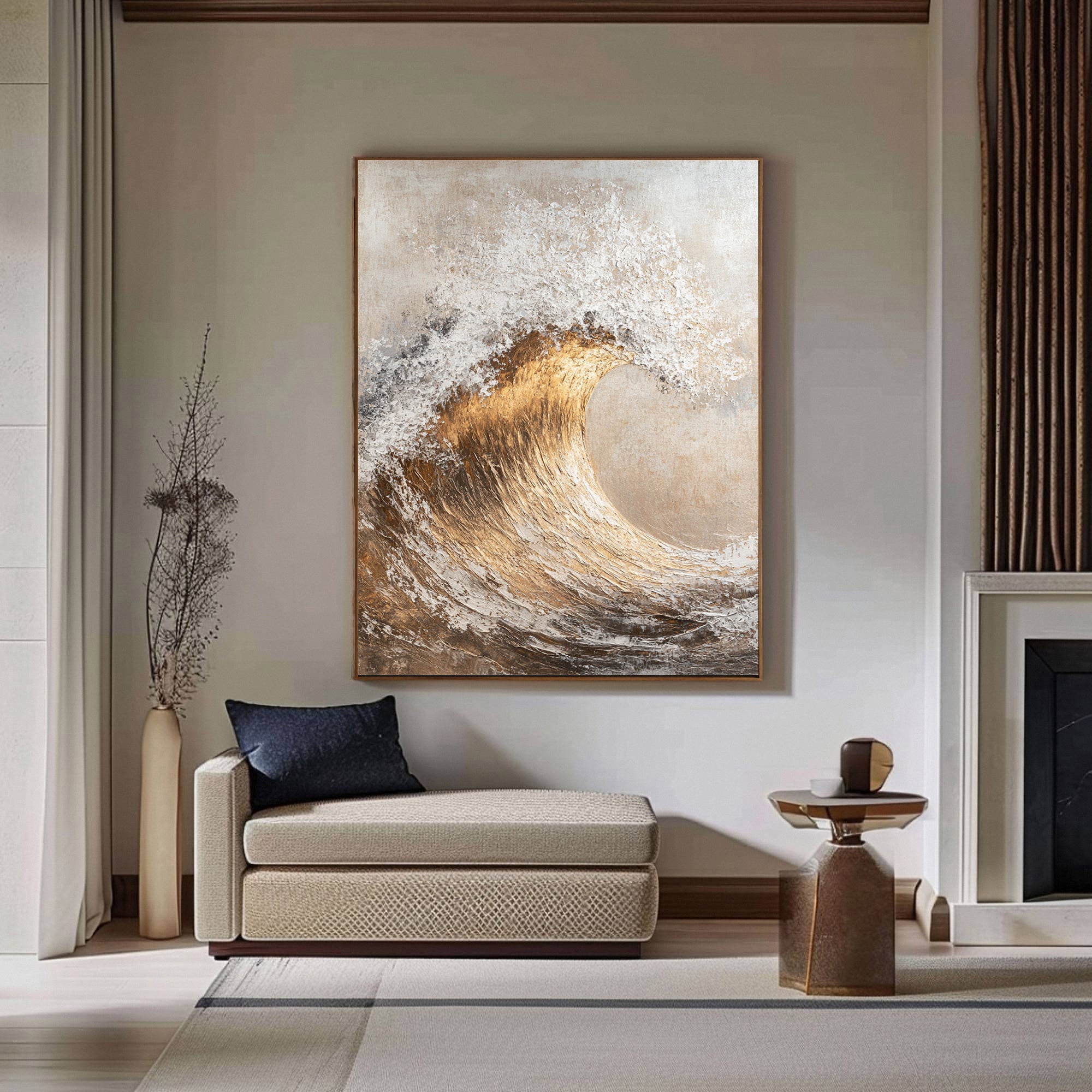 Handcrafted Ocean Wave Painting with Textured 3D Details #BBM 039