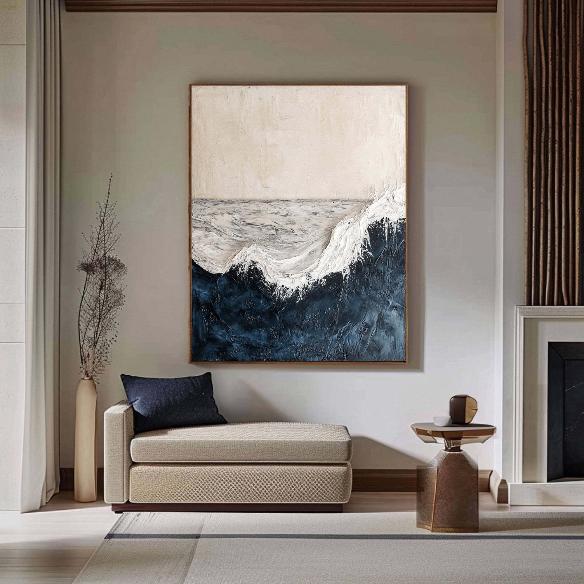 Handcrafted Ocean Wave Painting with Textured 3D Details #BGM 038