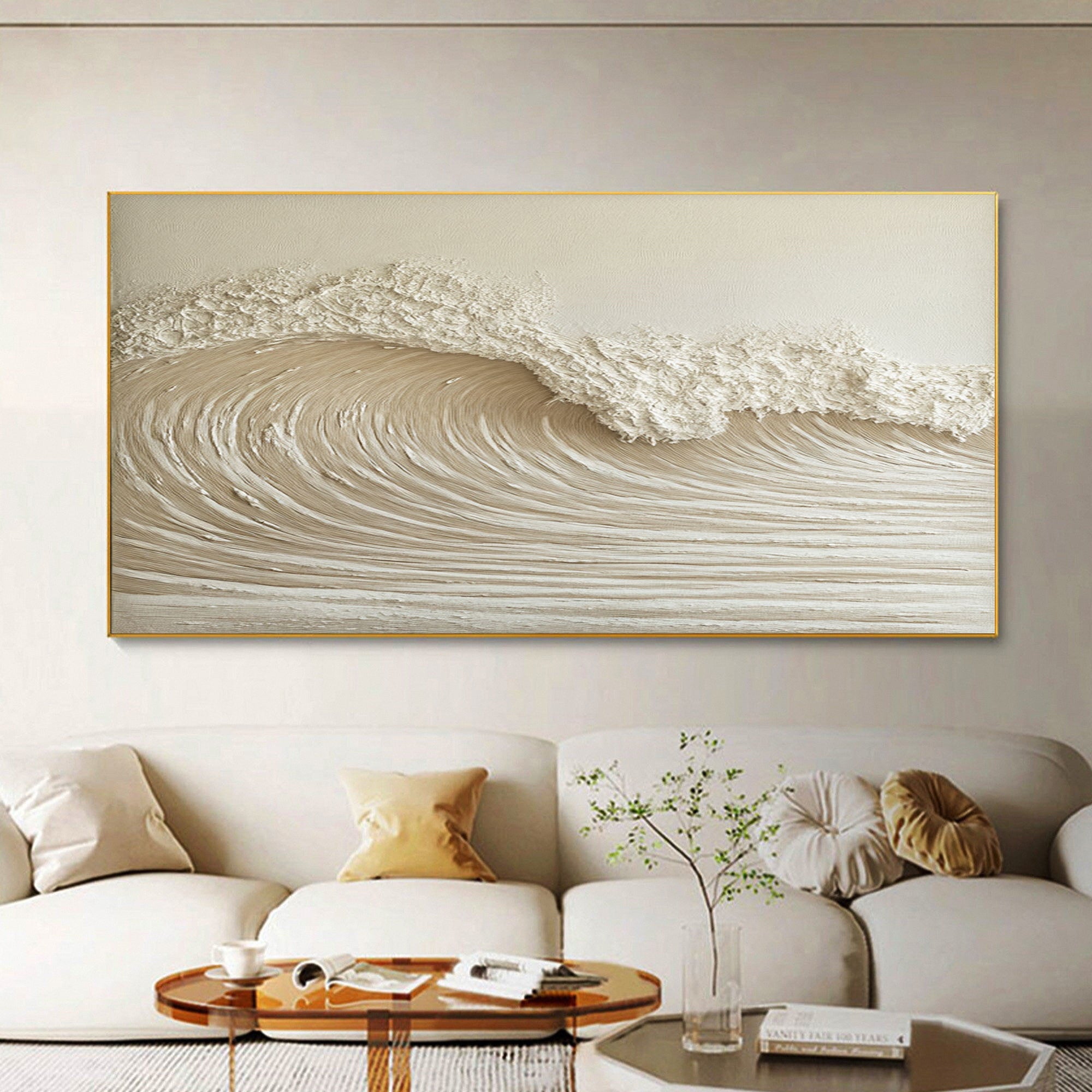 Modern Nature Inspired Wall Art Textured Wave Oil Painting #BBM 030