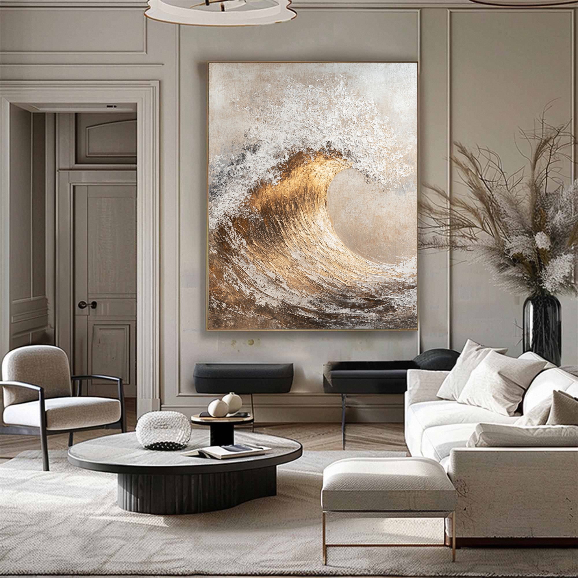 Handcrafted Ocean Wave Painting with Textured 3D Details #BBM 039