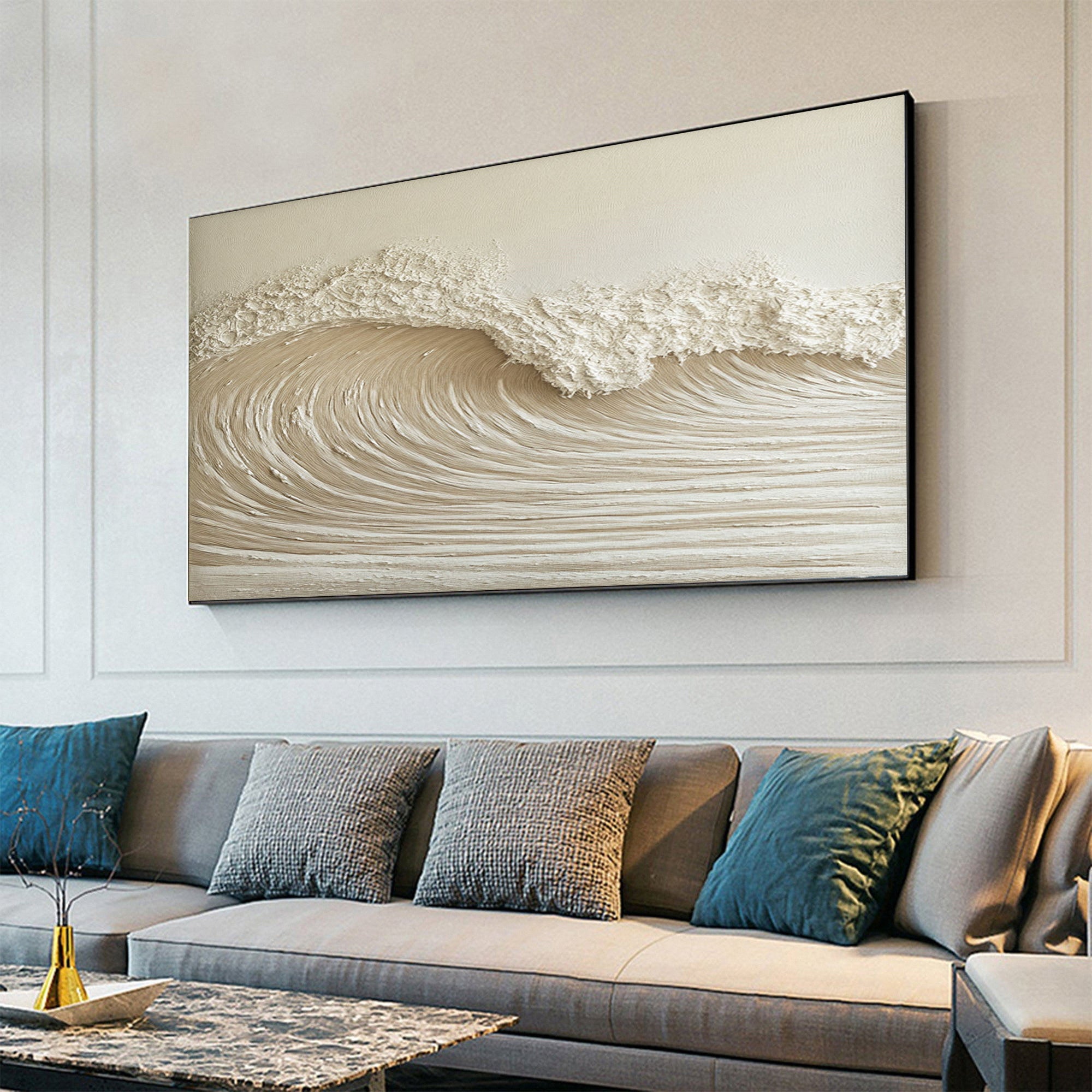 Modern Nature Inspired Wall Art Textured Wave Oil Painting #BBM 030