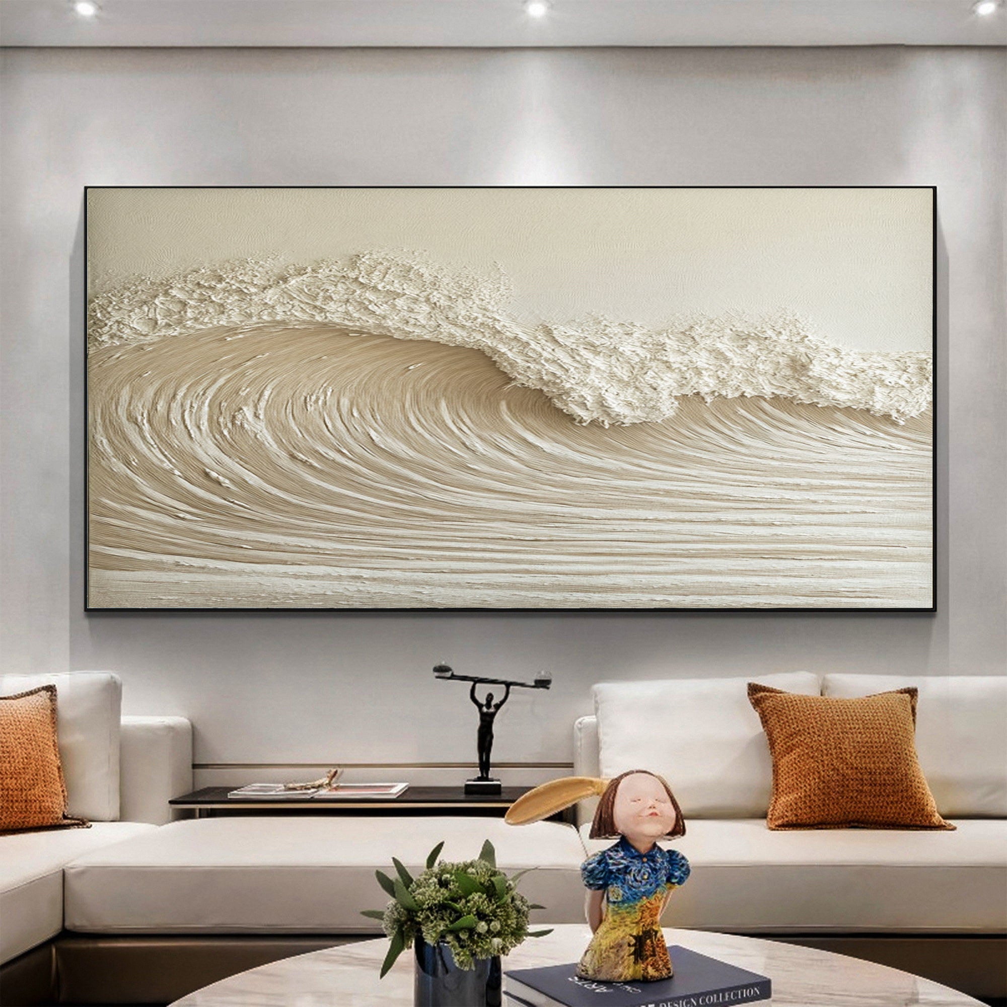 Modern Nature Inspired Wall Art Textured Wave Oil Painting #BBM 030