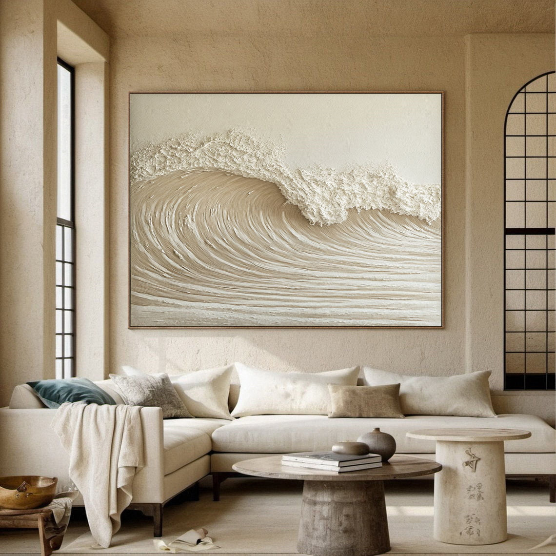 Modern Nature Inspired Wall Art Textured Wave Oil Painting #BBM 030