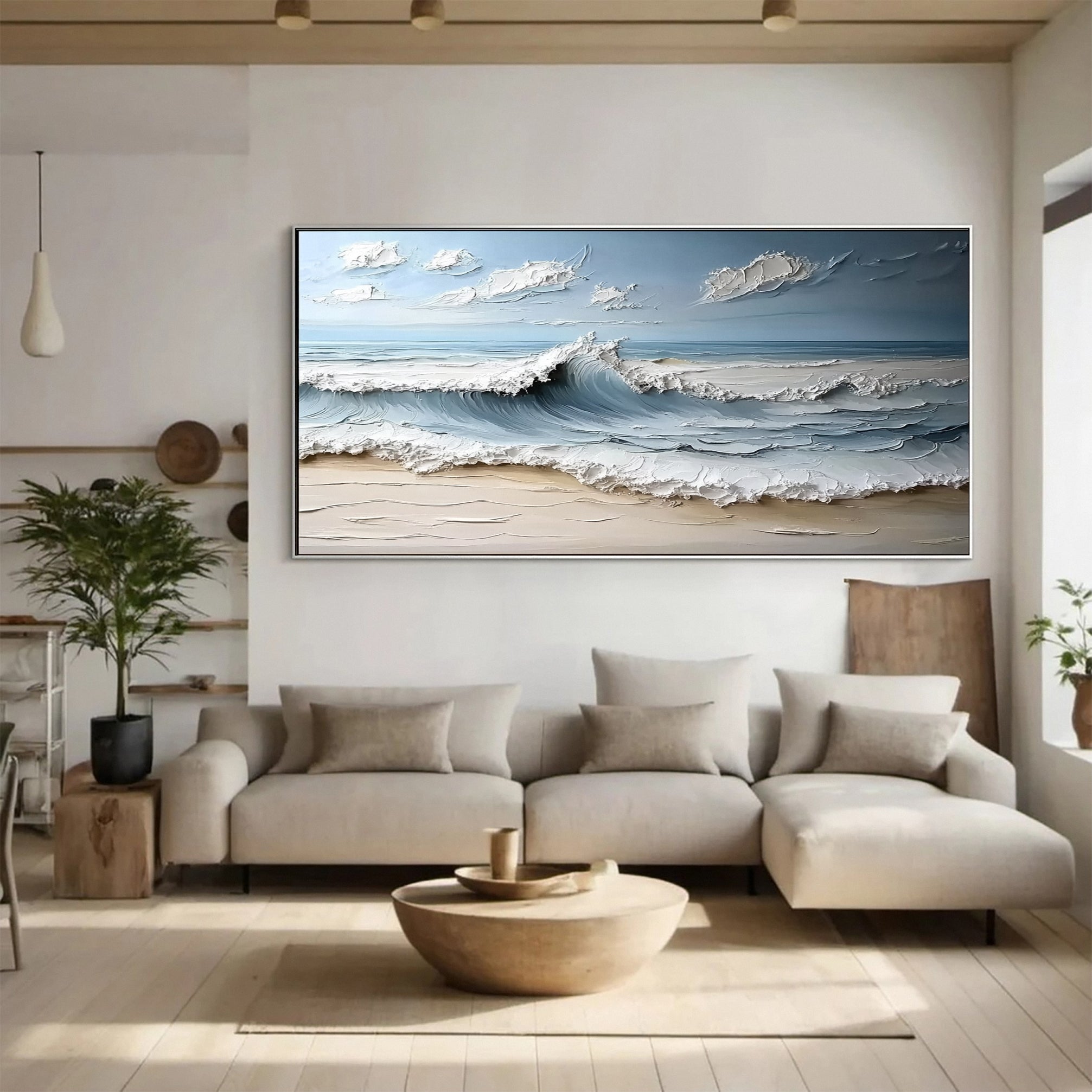 Marine Elegance Luxurious Blue Waves Oil Canvas for Modern Interiors #OS 051