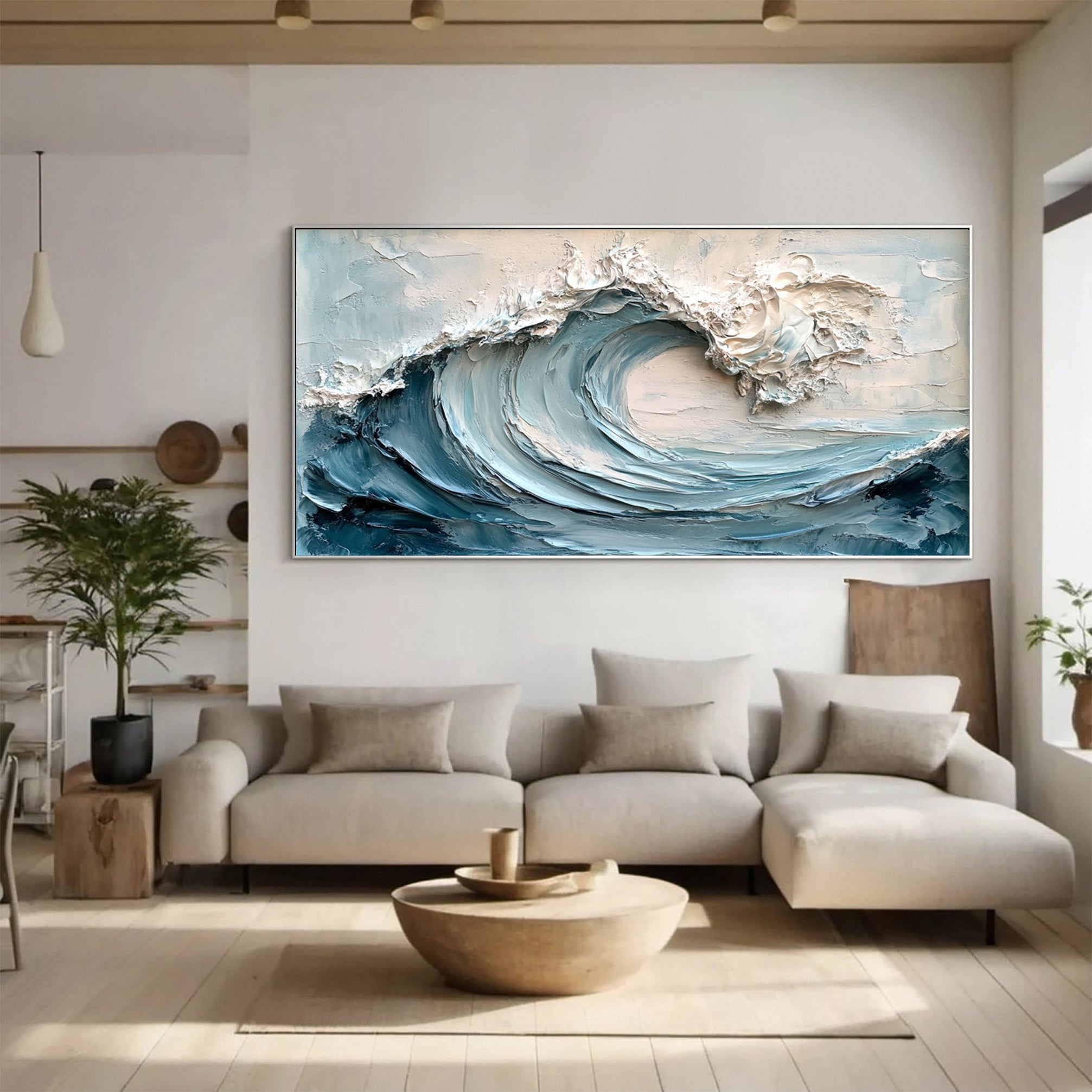 Marine Elegance Luxurious Blue Waves Oil Canvas for Modern Interiors #OS 050