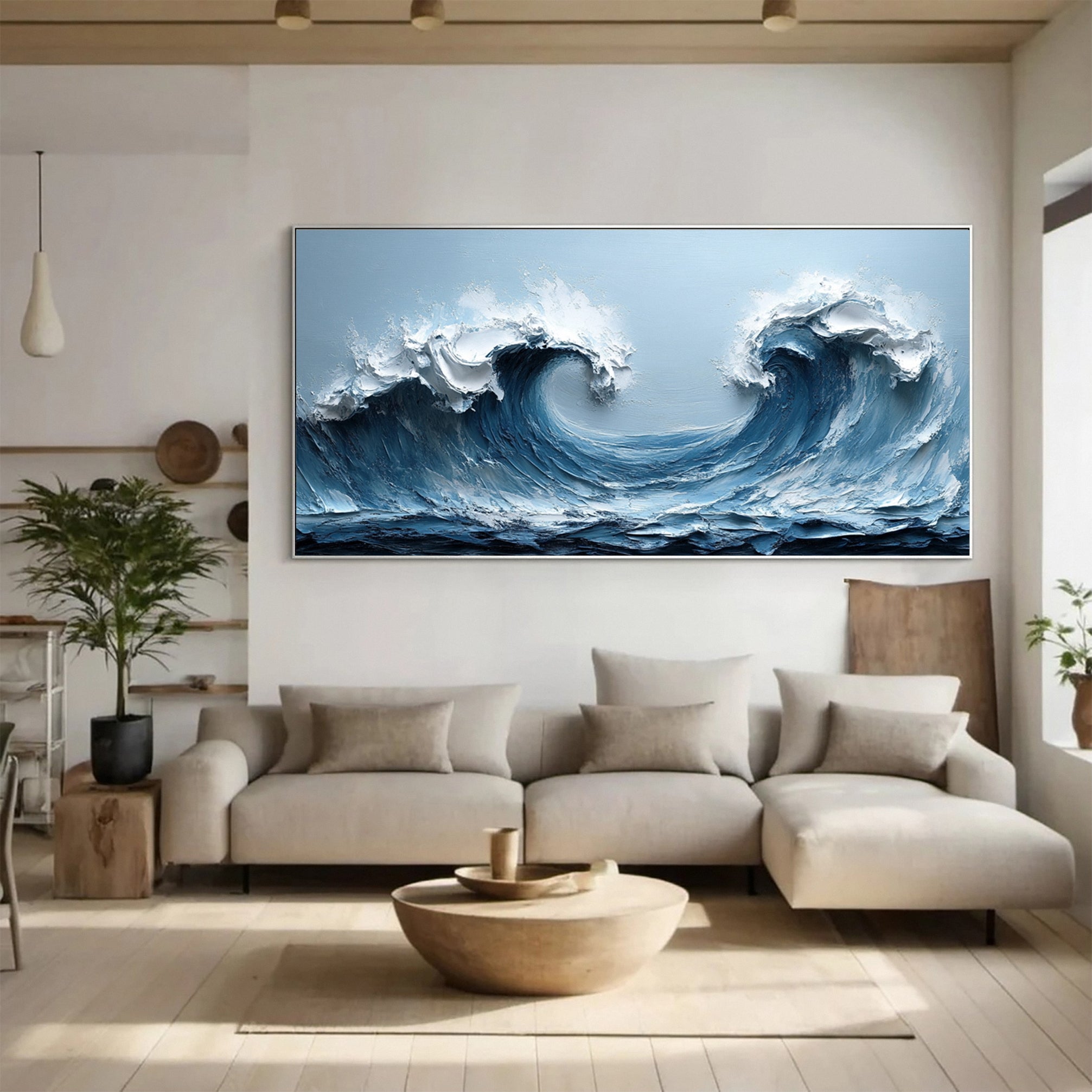 Large Abstract Sea Waves Artwork for Contemporary Wall Decor #OS 055