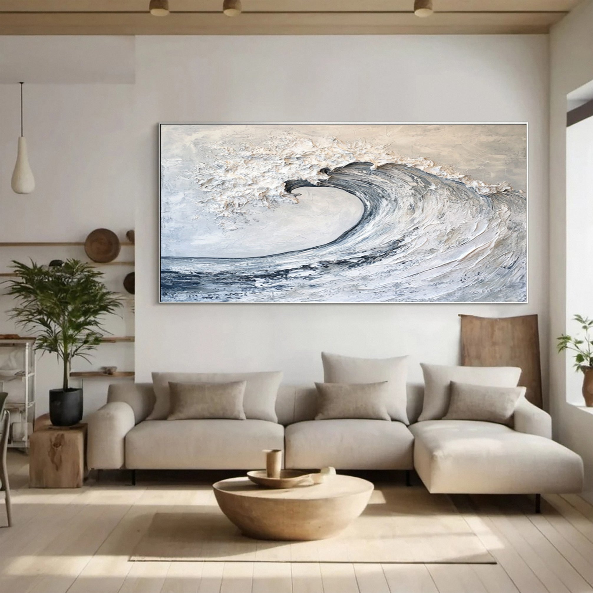 Large Abstract Sea Waves Artwork for Contemporary Wall Decor #OS 052