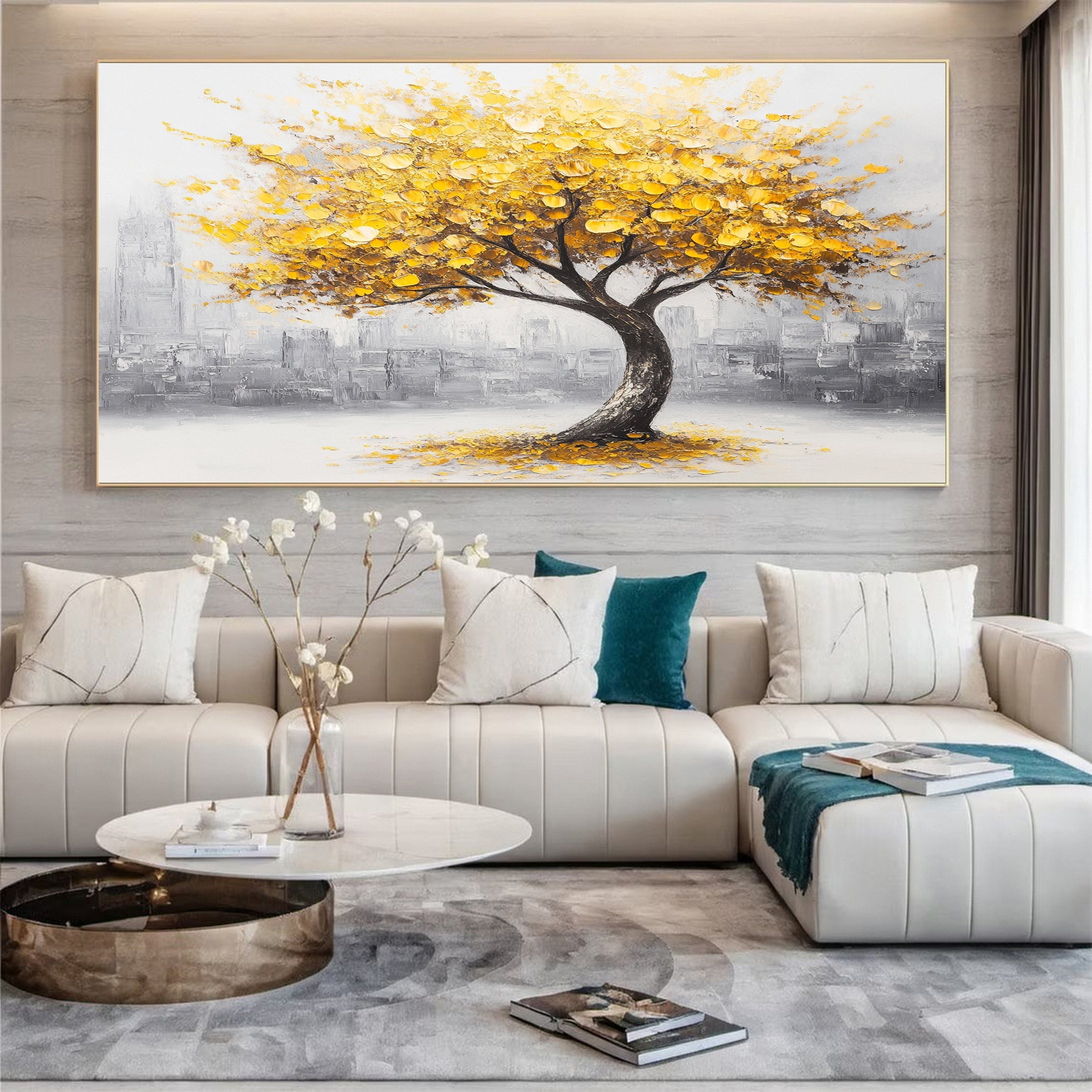 Golden Tree of Tranquility Canvas Art Luxurious Wall Decor #FT 060