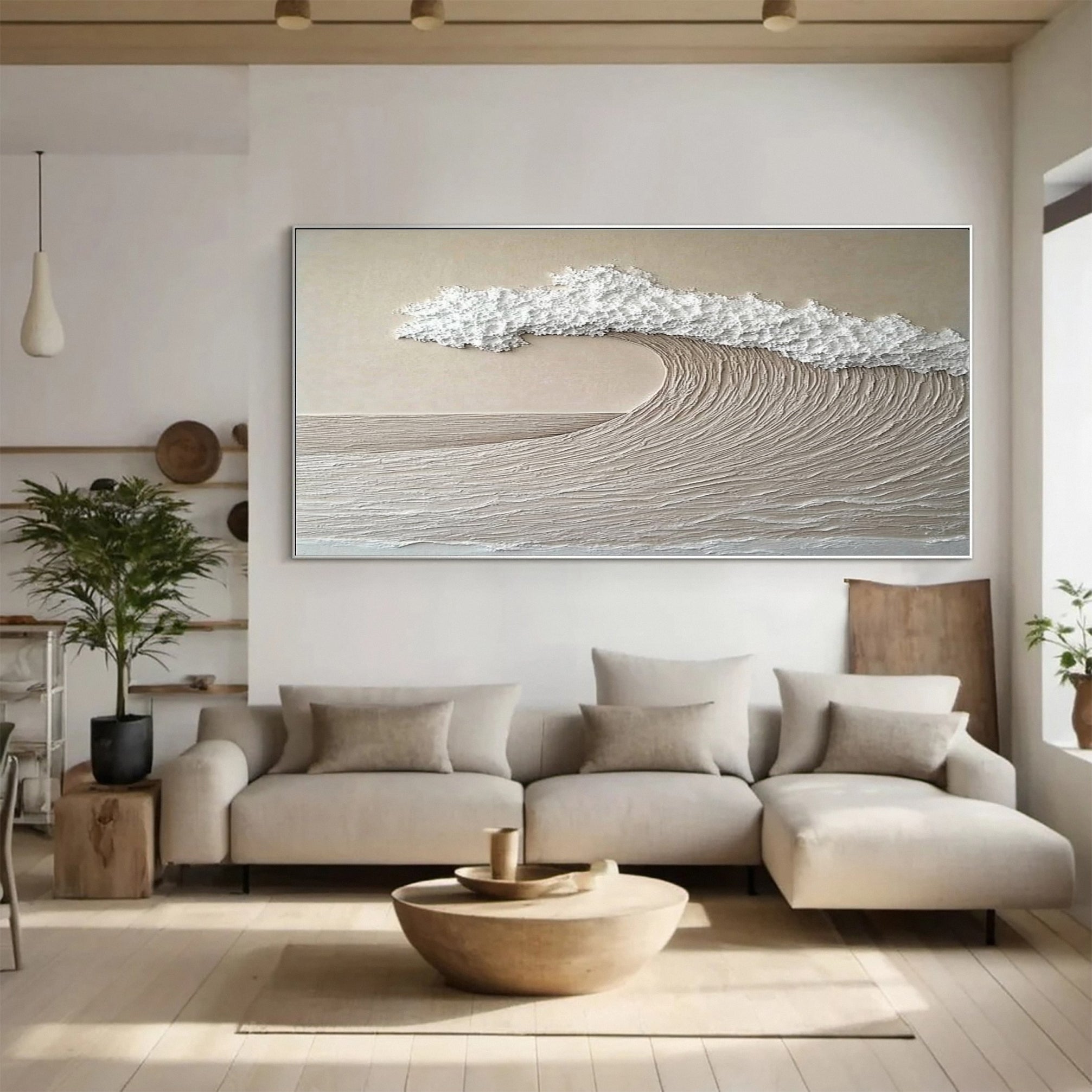 Dynamic Ocean Wave Canvas Art Textured Sea Painting #OS 073