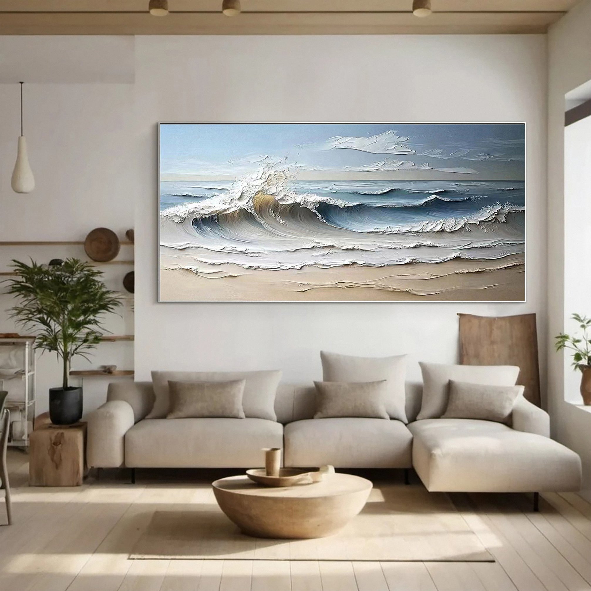 Large Textured Seascape Painting for Living Room Wall Art #OS 030