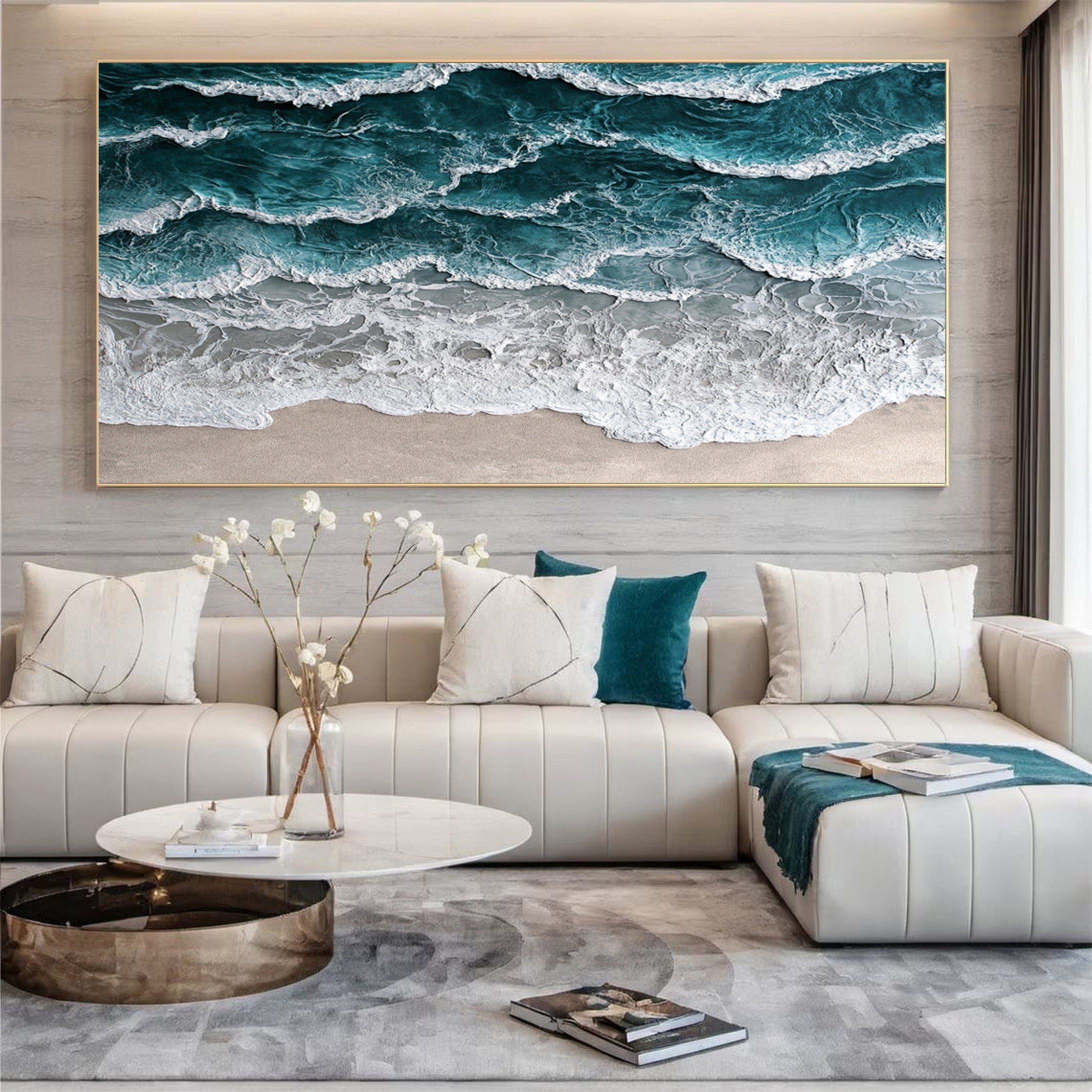 Large Textured Seascape Painting for Living Room Wall Art #OS 031