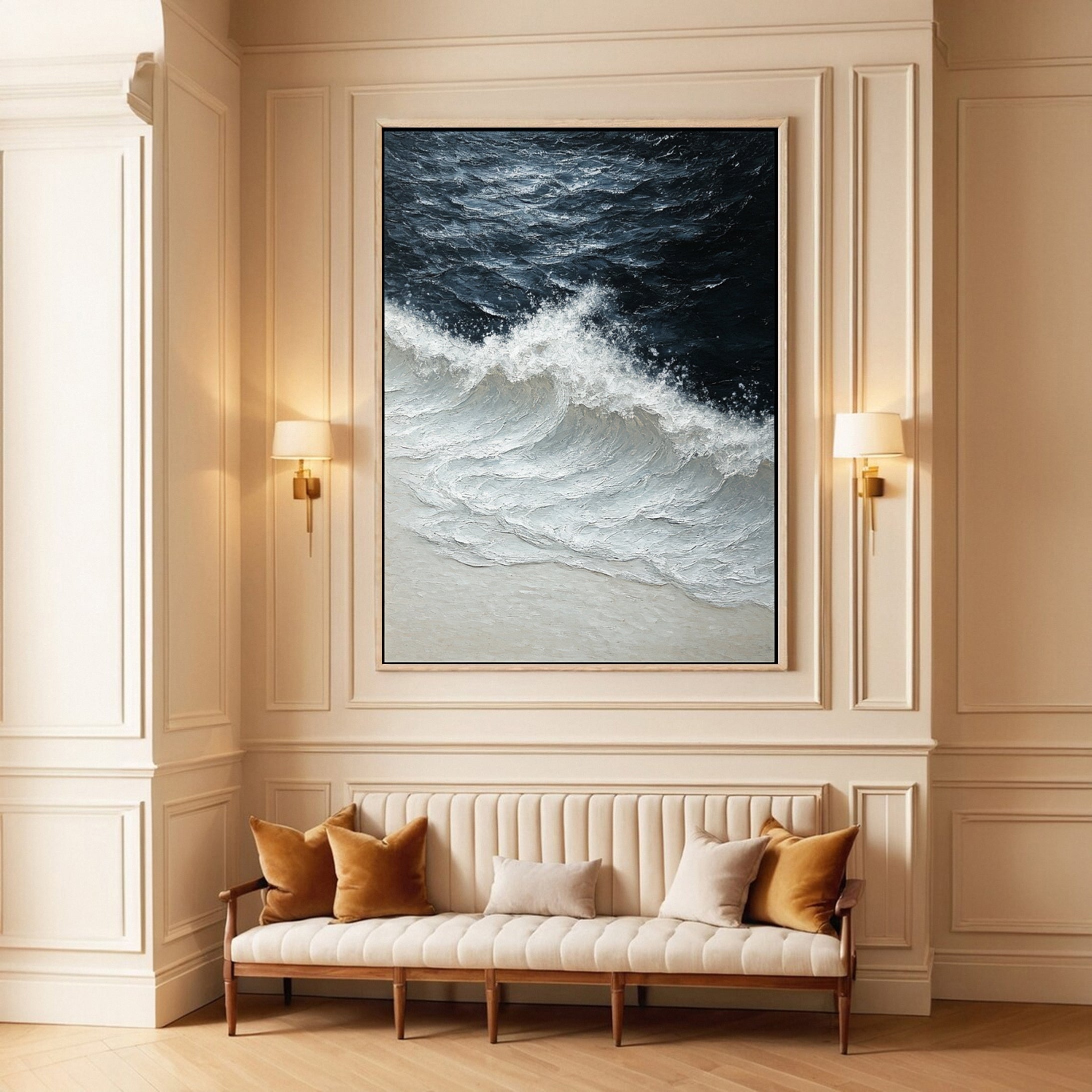 Dynamic Ocean Wave Canvas Art Textured Sea Painting #OS 063