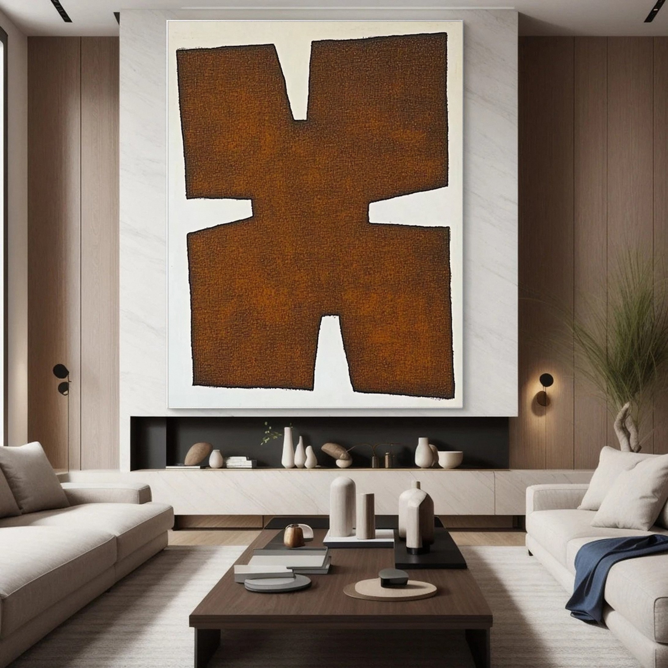 Rustic Geometry Modern Abstract Oil Painting #BBA 038