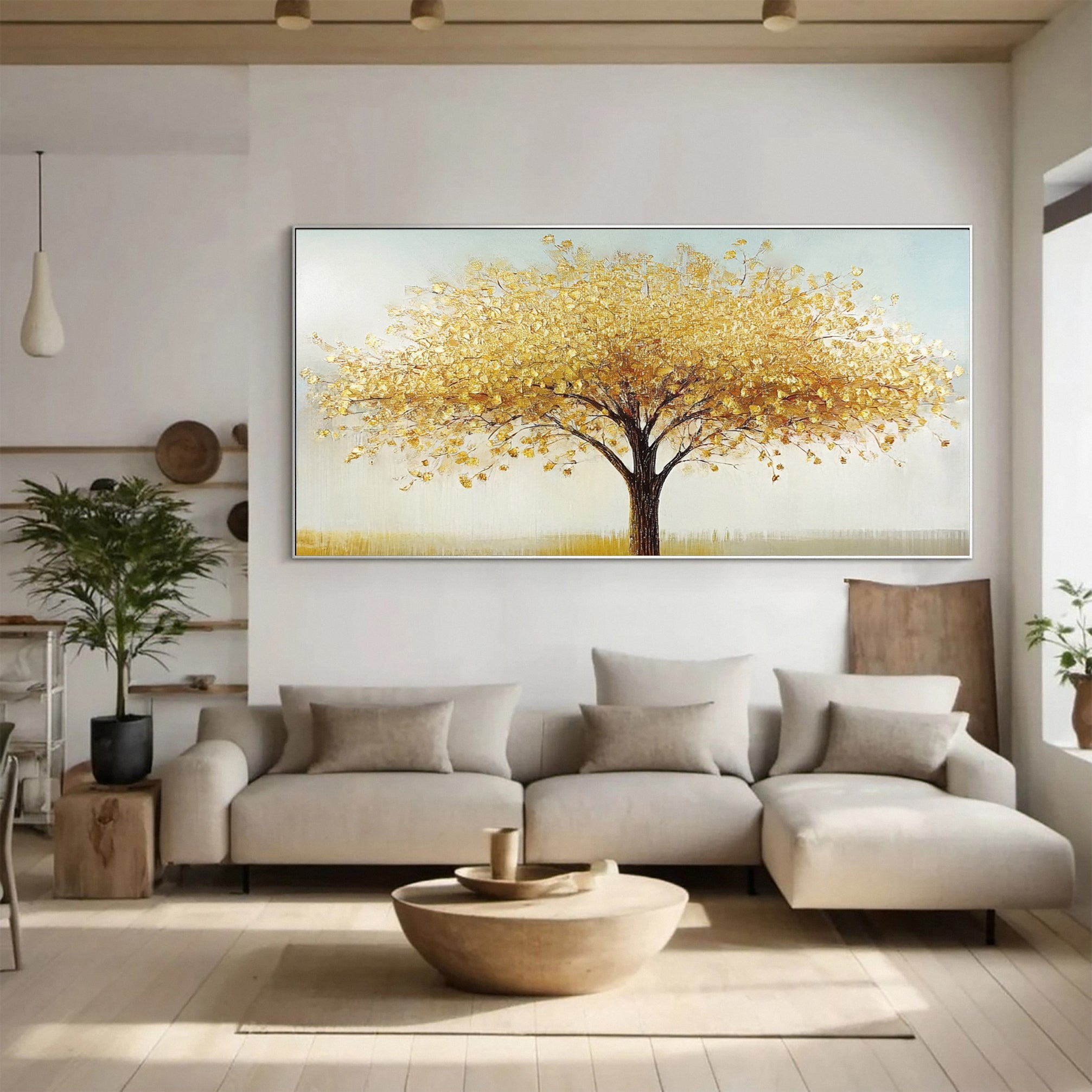 Golden Tree of Tranquility Canvas Art Luxurious Wall Decor #FT 057