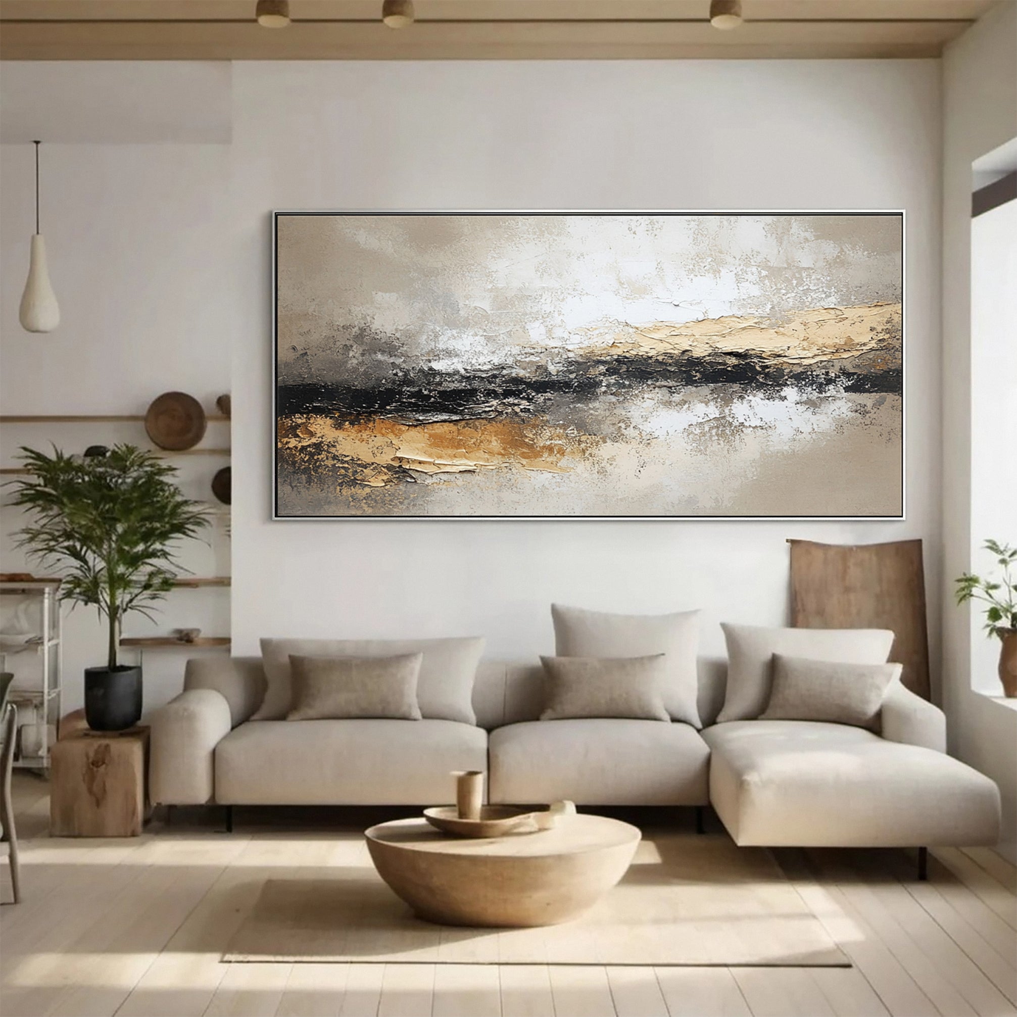 Rustic Harmony Large Abstract Earth Tones Painting #BBA 043