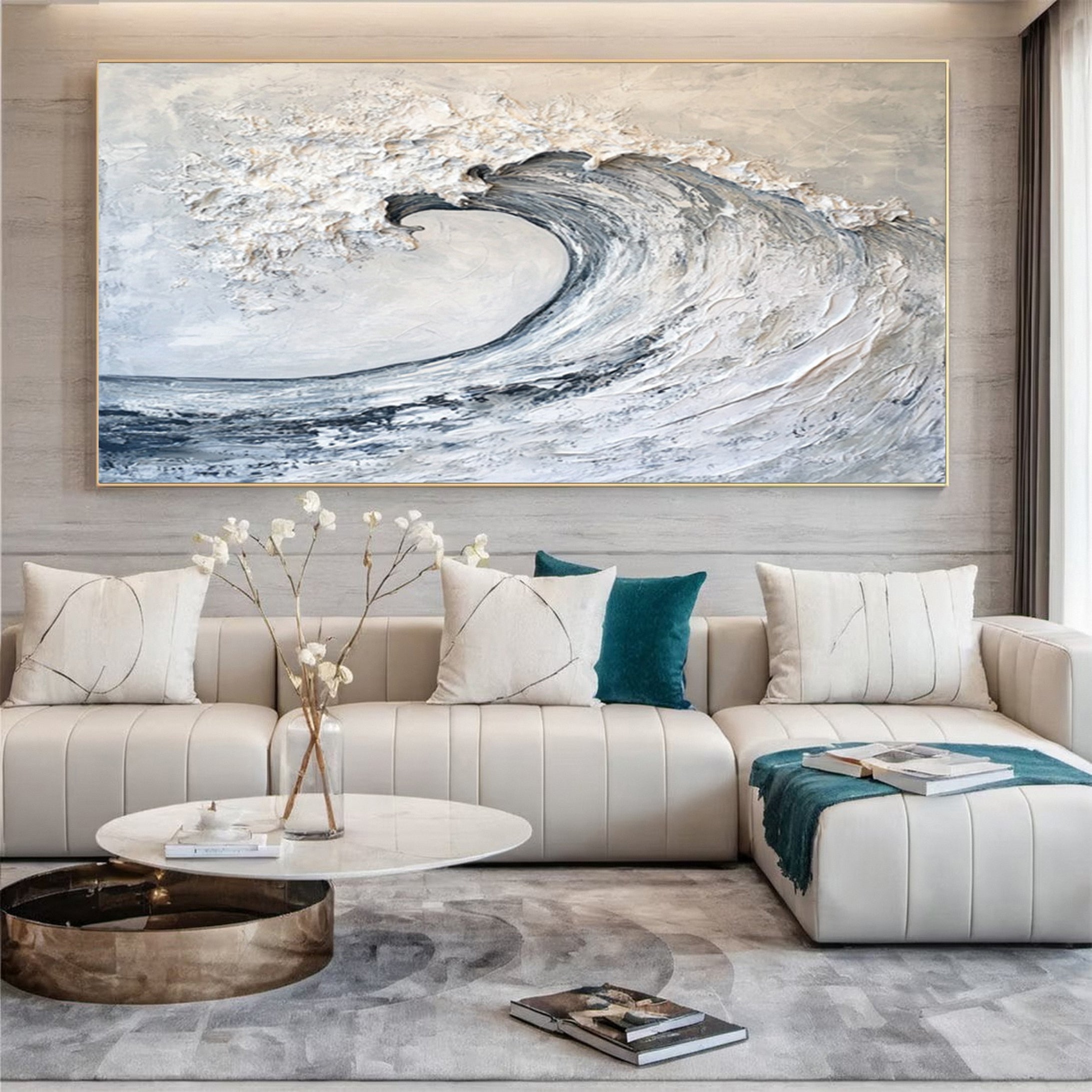 Large Abstract Sea Waves Artwork for Contemporary Wall Decor #OS 052