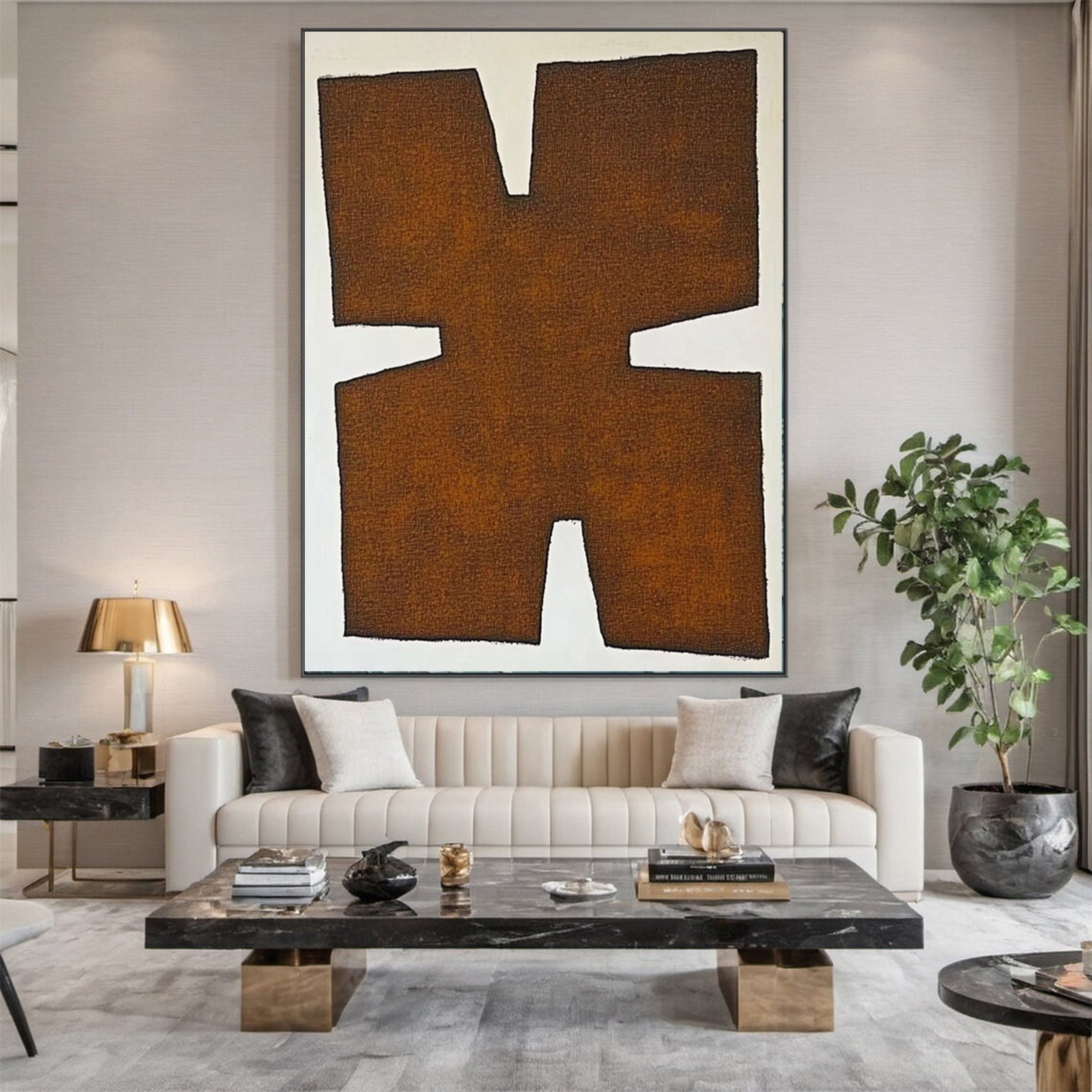 Rustic Geometry Modern Abstract Oil Painting #BBA 038