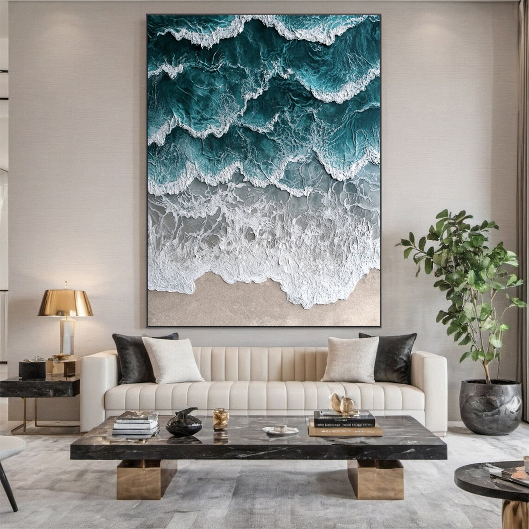 Large Textured Seascape Painting for Living Room Wall Art #OS 034