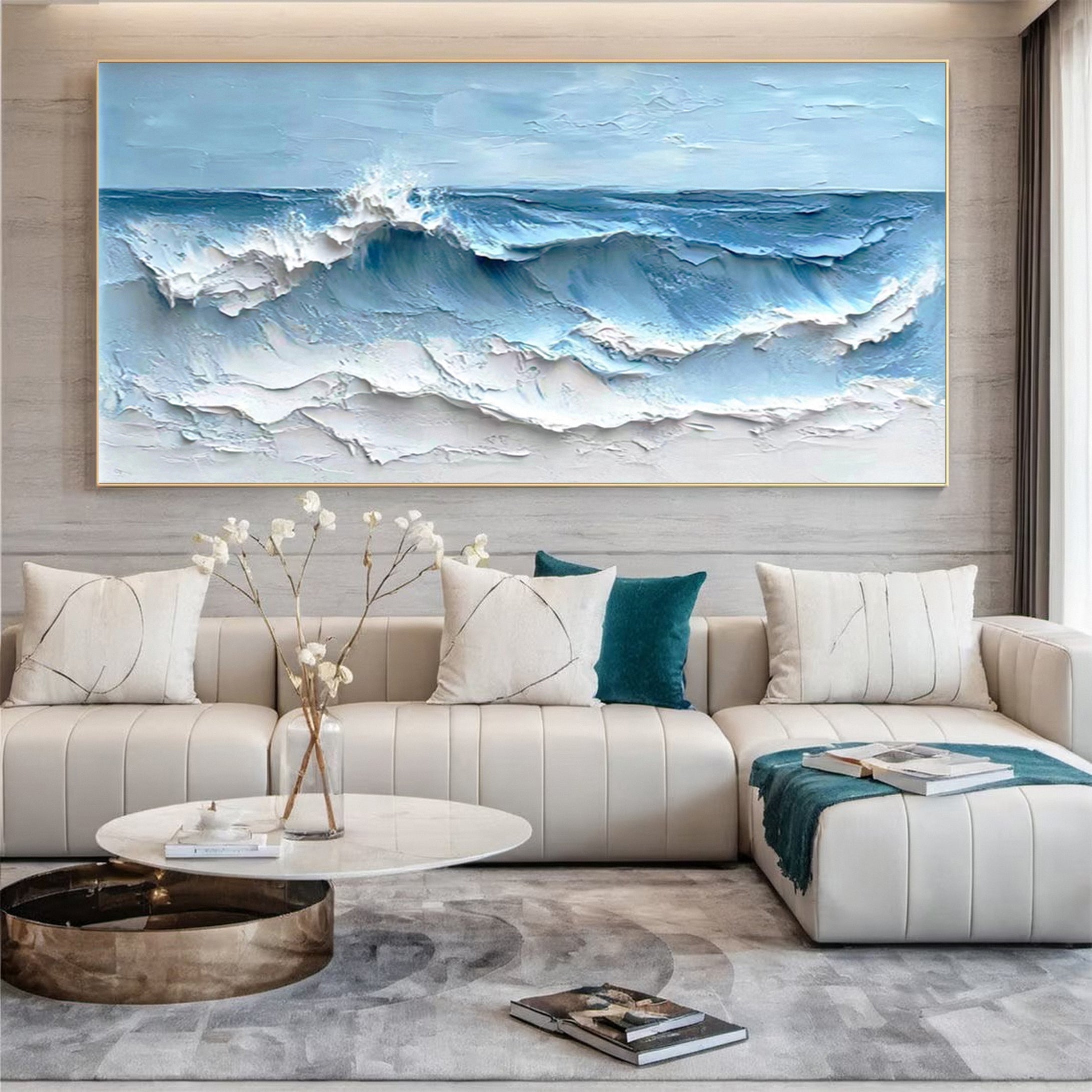 Large Textured Seascape Painting for Living Room Wall Art #OS 039