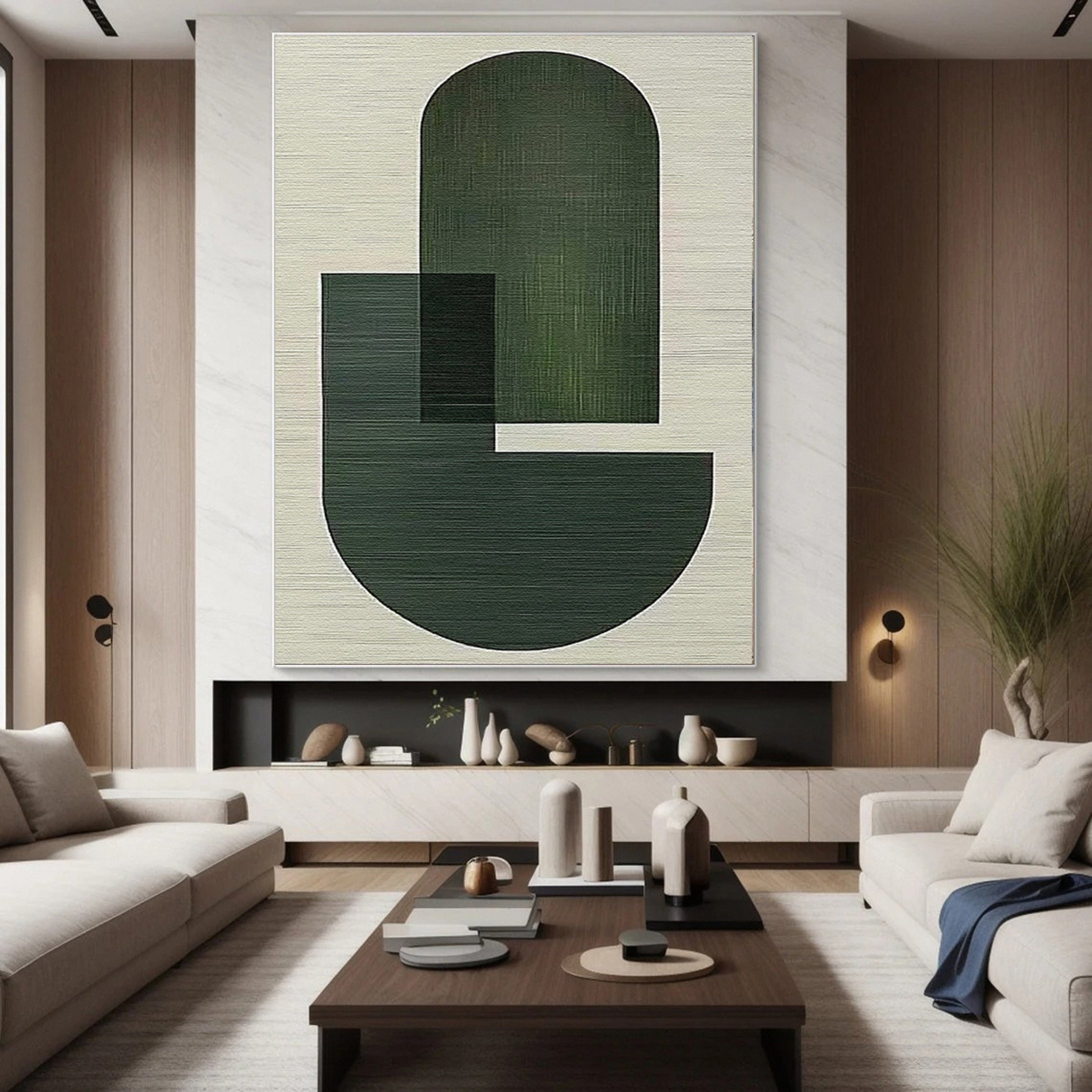 Green Zen Simplistic Abstract Art Canvas #BGA 005