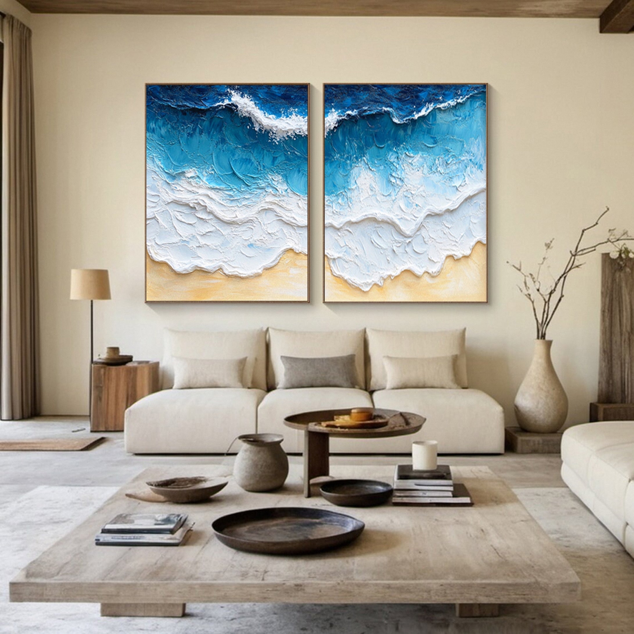 Large Textured Seascape Painting for Living Room Wall Art #OS 036