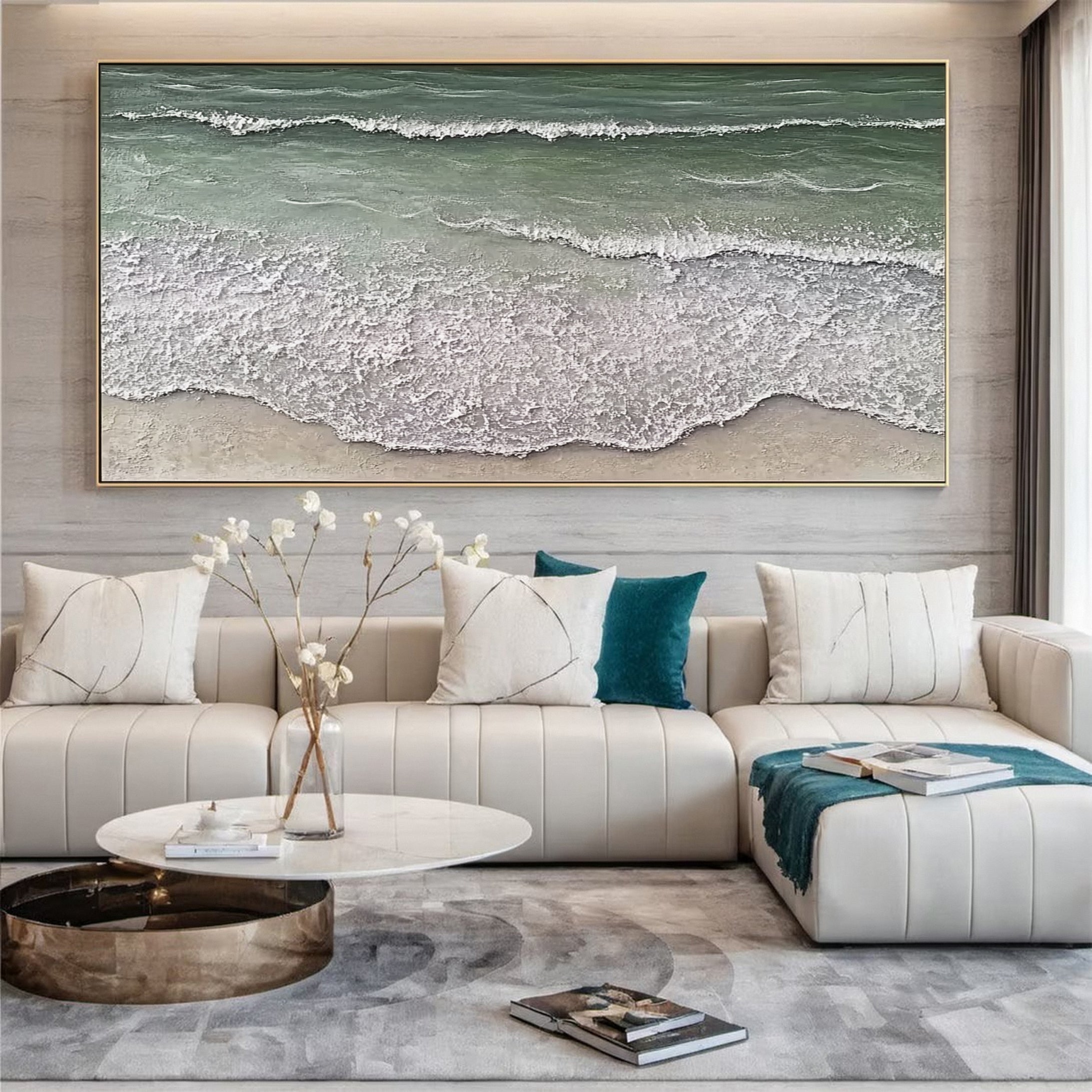 Large Abstract Sea Waves Artwork for Contemporary Wall Decor #OS 058