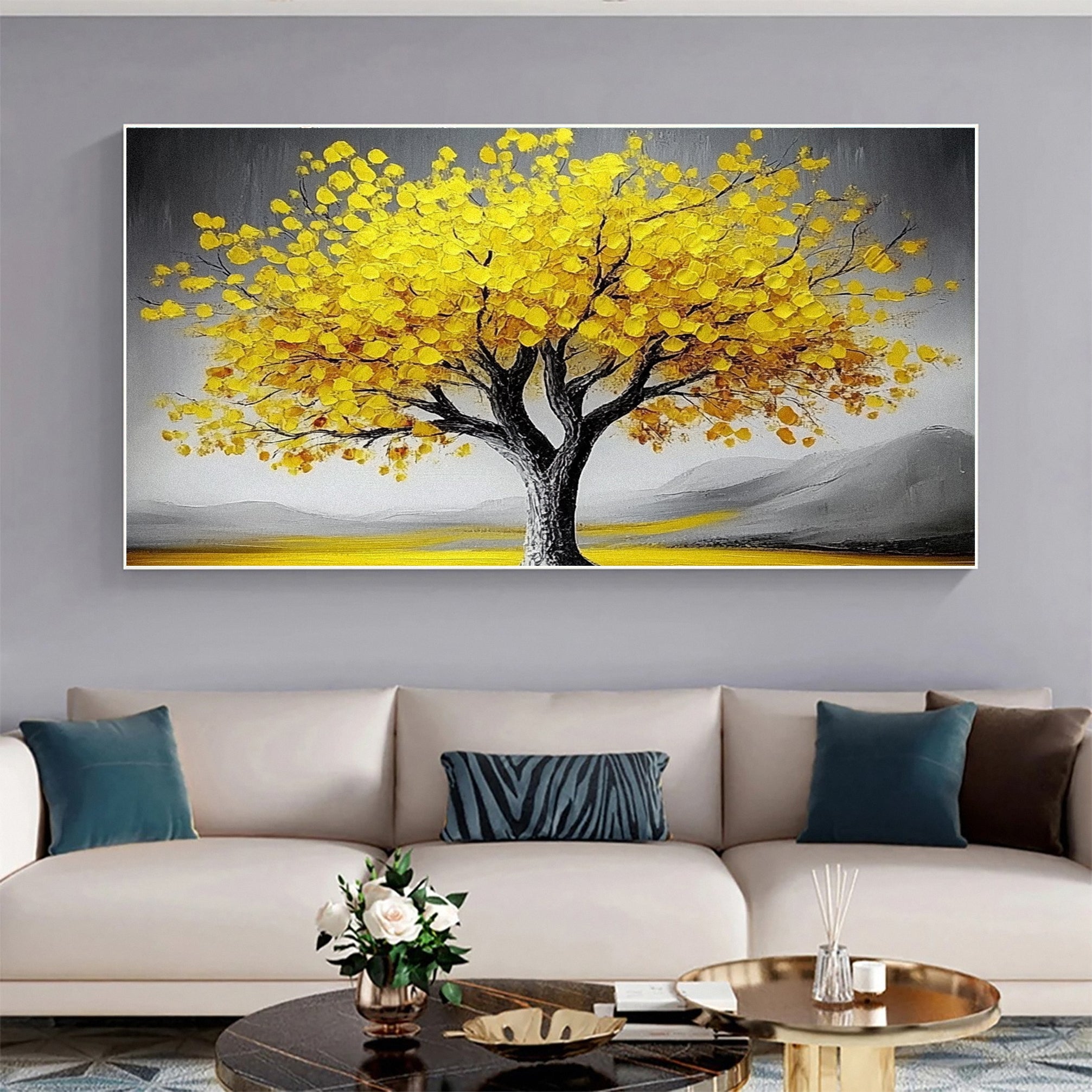 Golden Tree of Tranquility Canvas Art Luxurious Wall Decor #FT 058