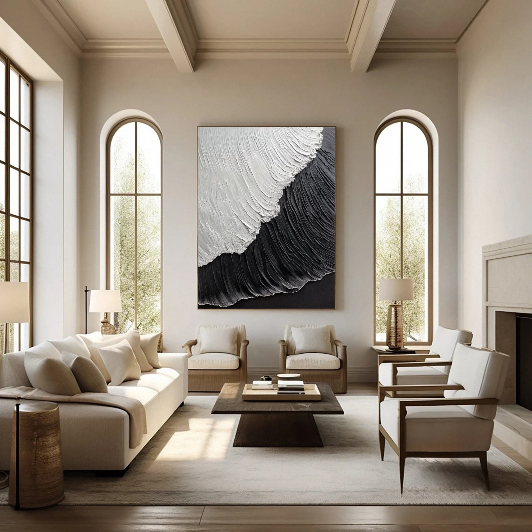 Dynamic Ocean Wave Canvas Art Textured Sea Painting #OS 067