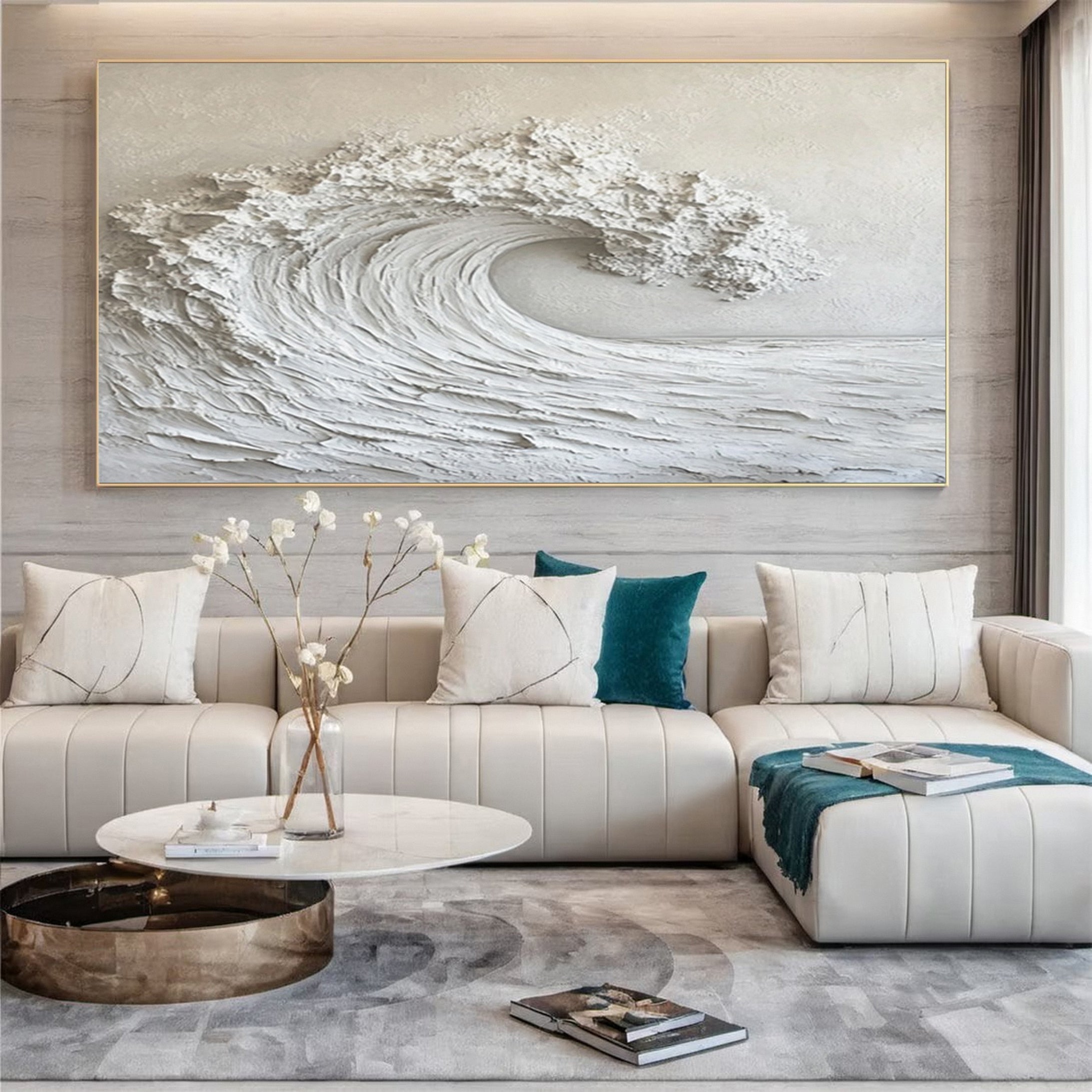 Large Abstract Sea Waves Artwork for Contemporary Wall Decor #OS 053