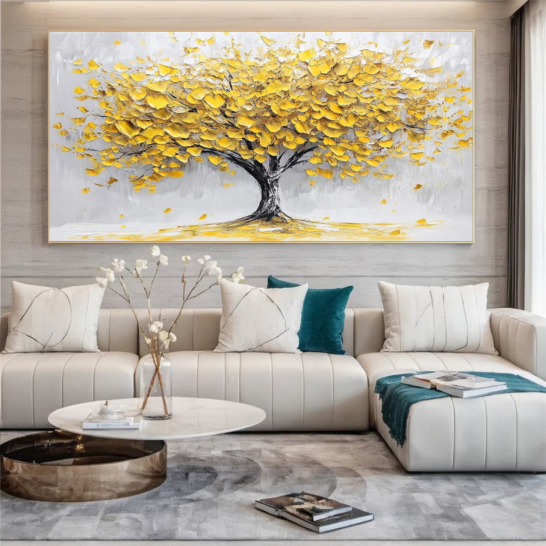 Golden Tree of Tranquility Canvas Art Luxurious Wall Decor #FT 059