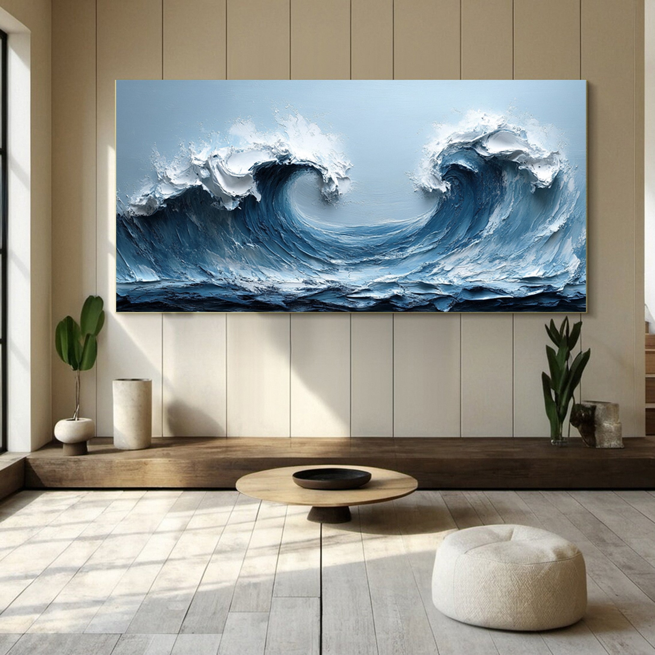 Large Abstract Sea Waves Artwork for Contemporary Wall Decor #OS 055