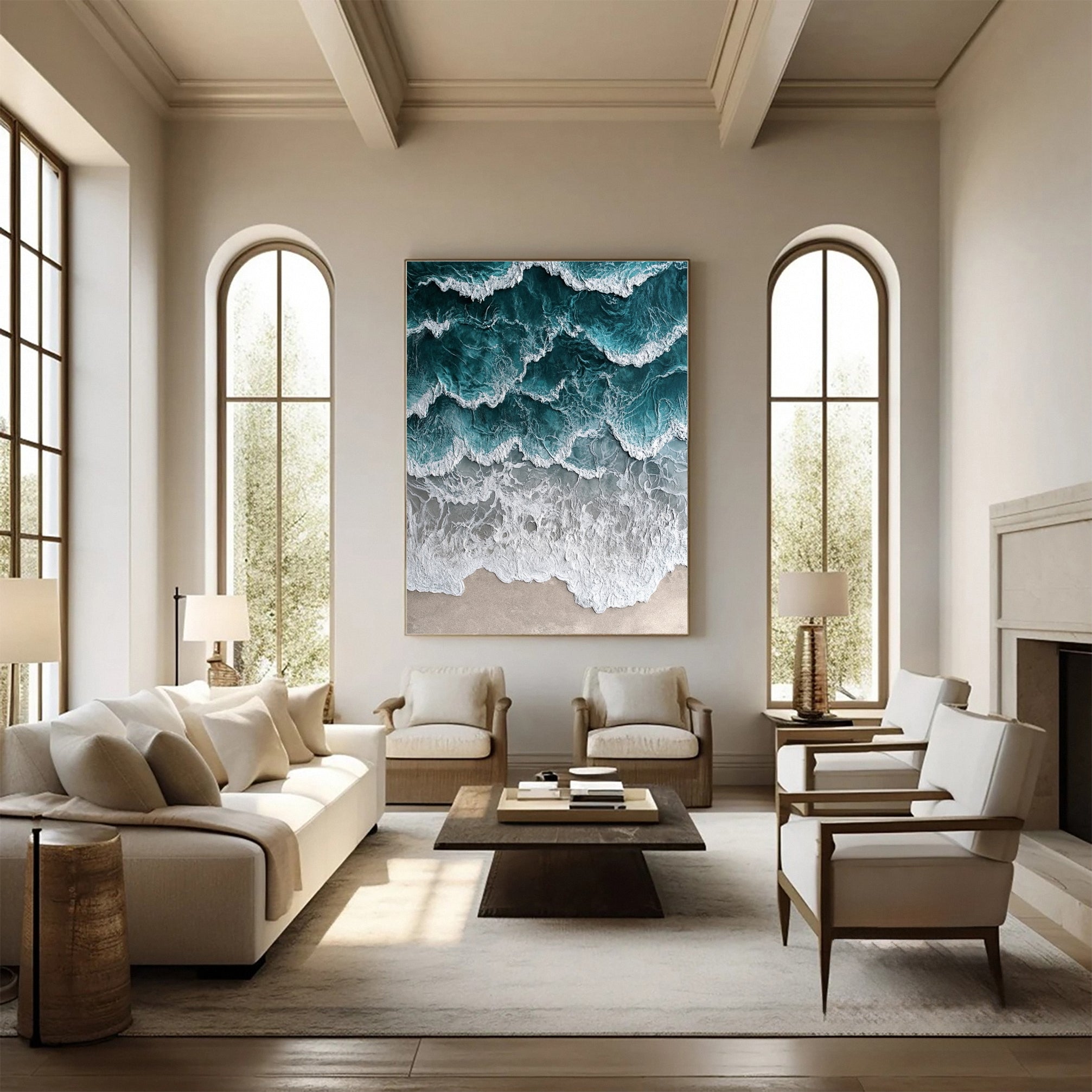 Large Textured Seascape Painting for Living Room Wall Art #OS 034