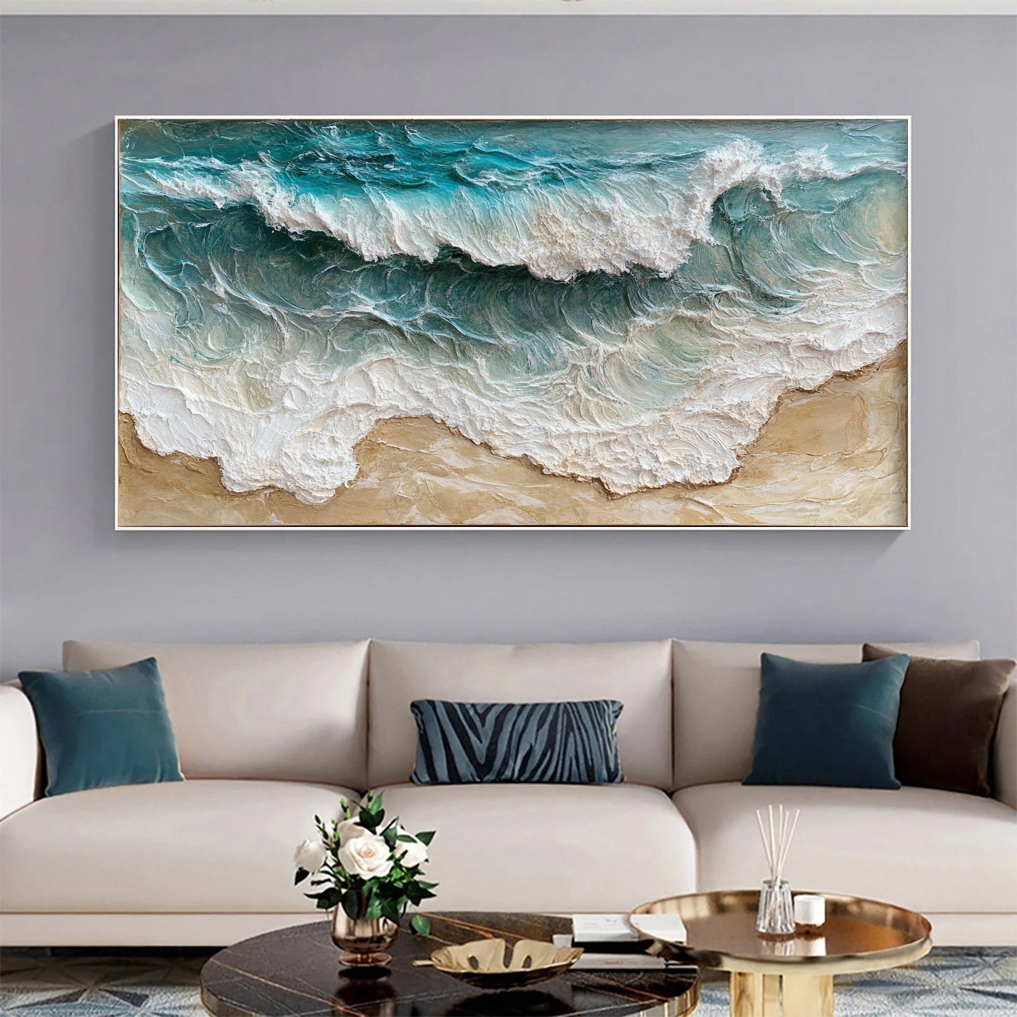 Ocean Majesty Large Textured Wave Wall Art #OS 045