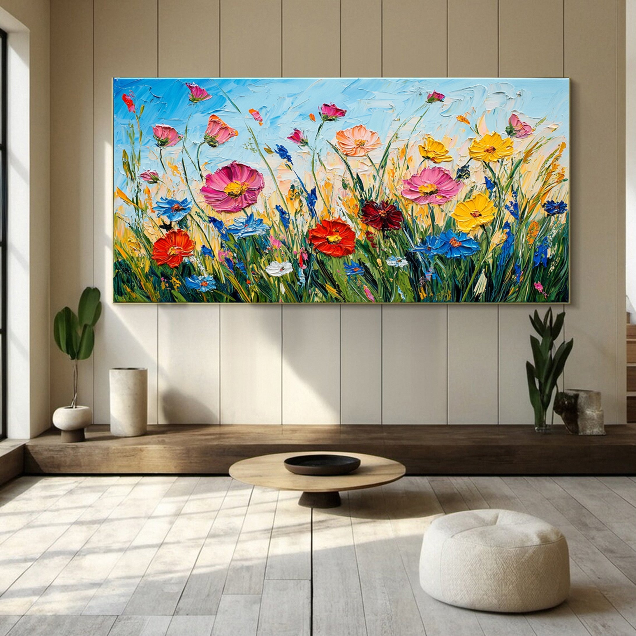 Lively Meadow Flowers Canvas Art Vivid Floral Wall Decor for Room Decor #FT 050