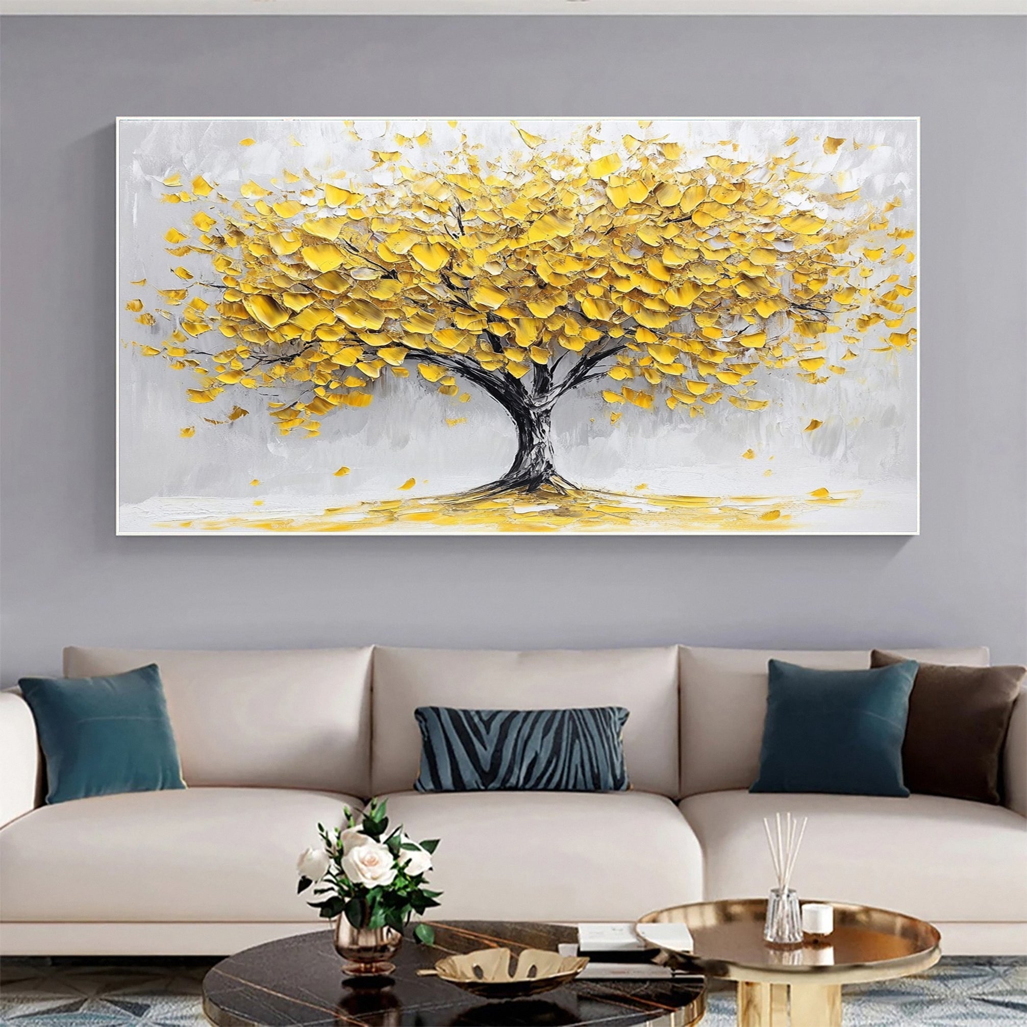 Golden Tree of Tranquility Canvas Art Luxurious Wall Decor #FT 059