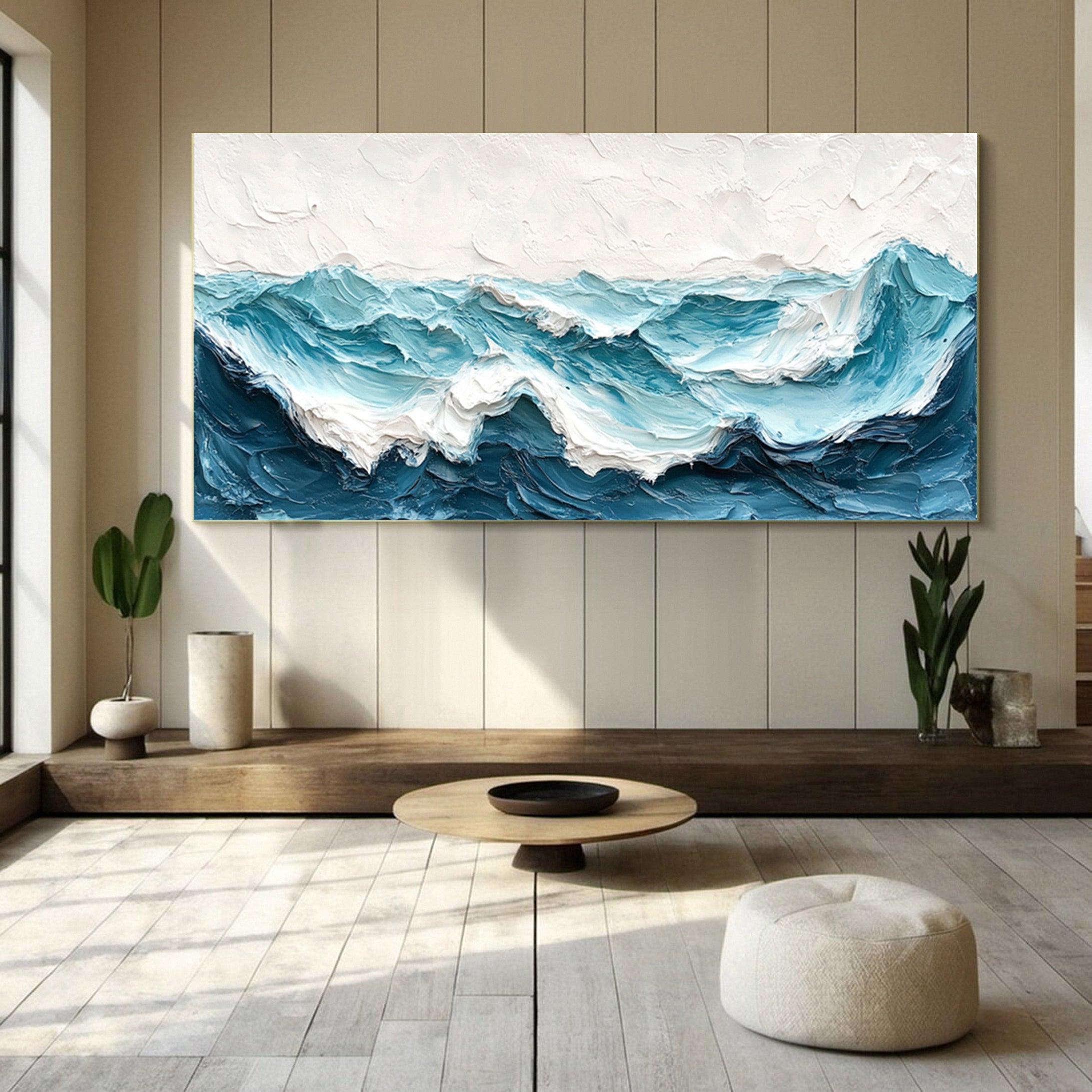 Large Abstract Sea Waves Artwork for Contemporary Wall Decor #OS 057