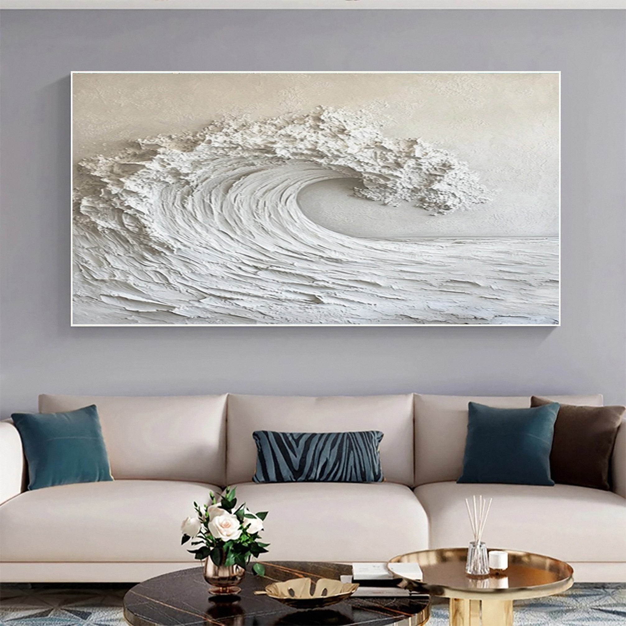 Large Abstract Sea Waves Artwork for Contemporary Wall Decor #OS 053