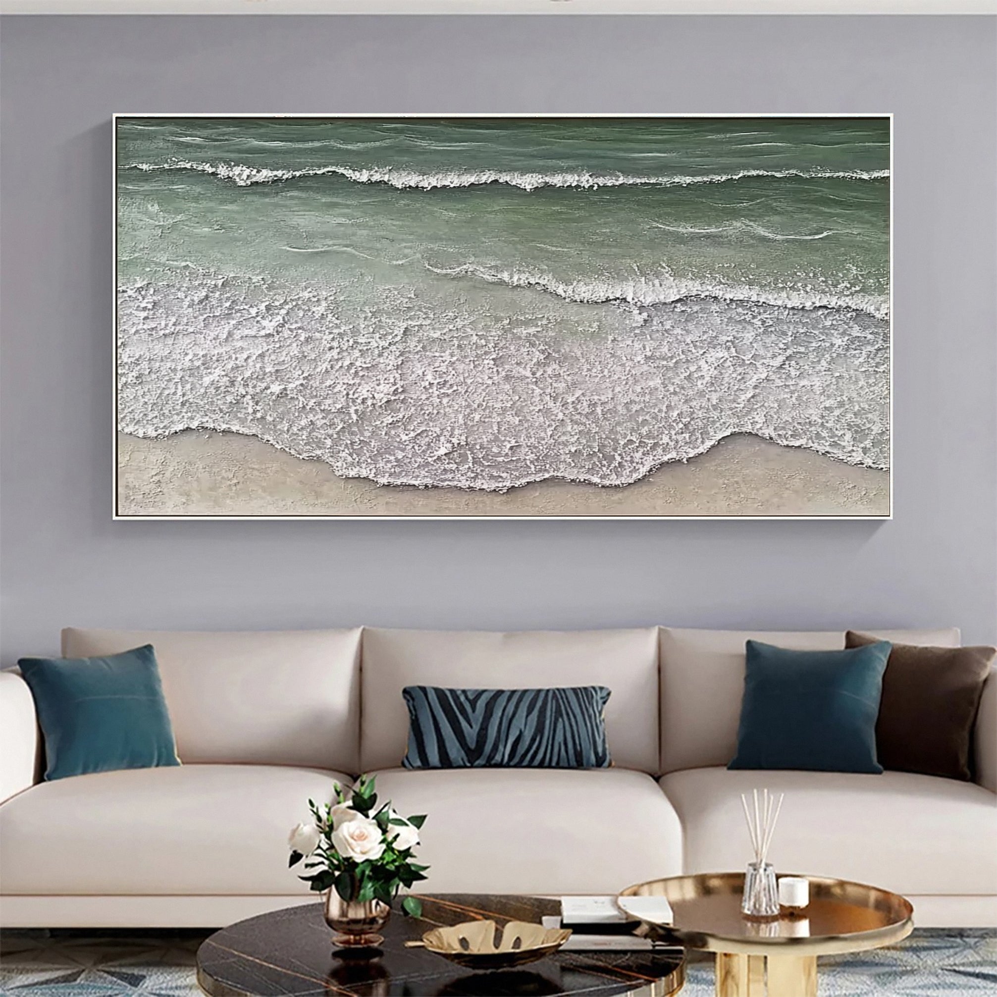 Large Abstract Sea Waves Artwork for Contemporary Wall Decor #OS 058