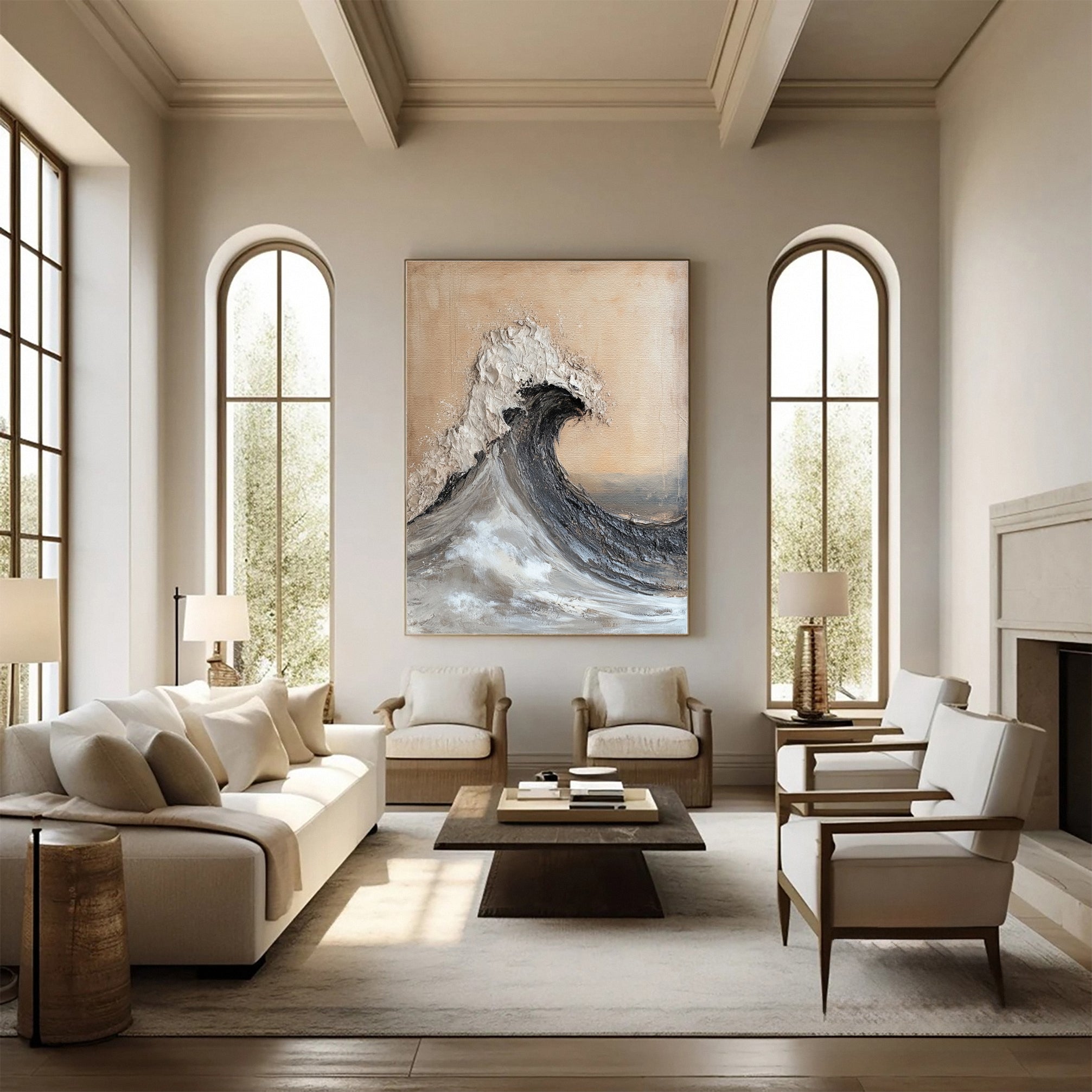 Dynamic Ocean Wave Canvas Art Textured Sea Painting #OS 069