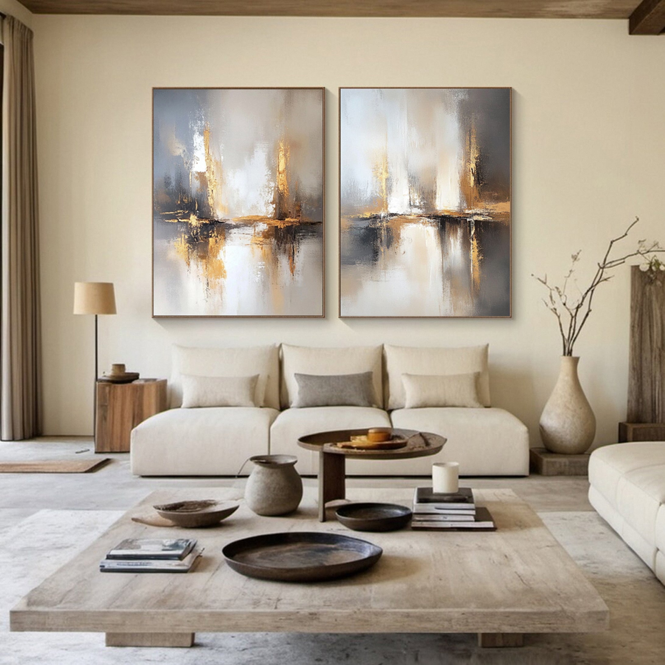 Chic Abstract Modern Artwork for Contemporary Homes Set Of 2 #BBS 014