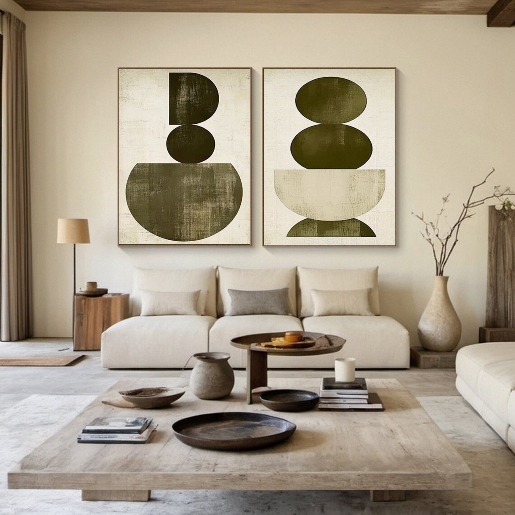 Minimalist Wabi Sabi Art Modern Canvas for Home Decor Set Of 2 #BBS 015