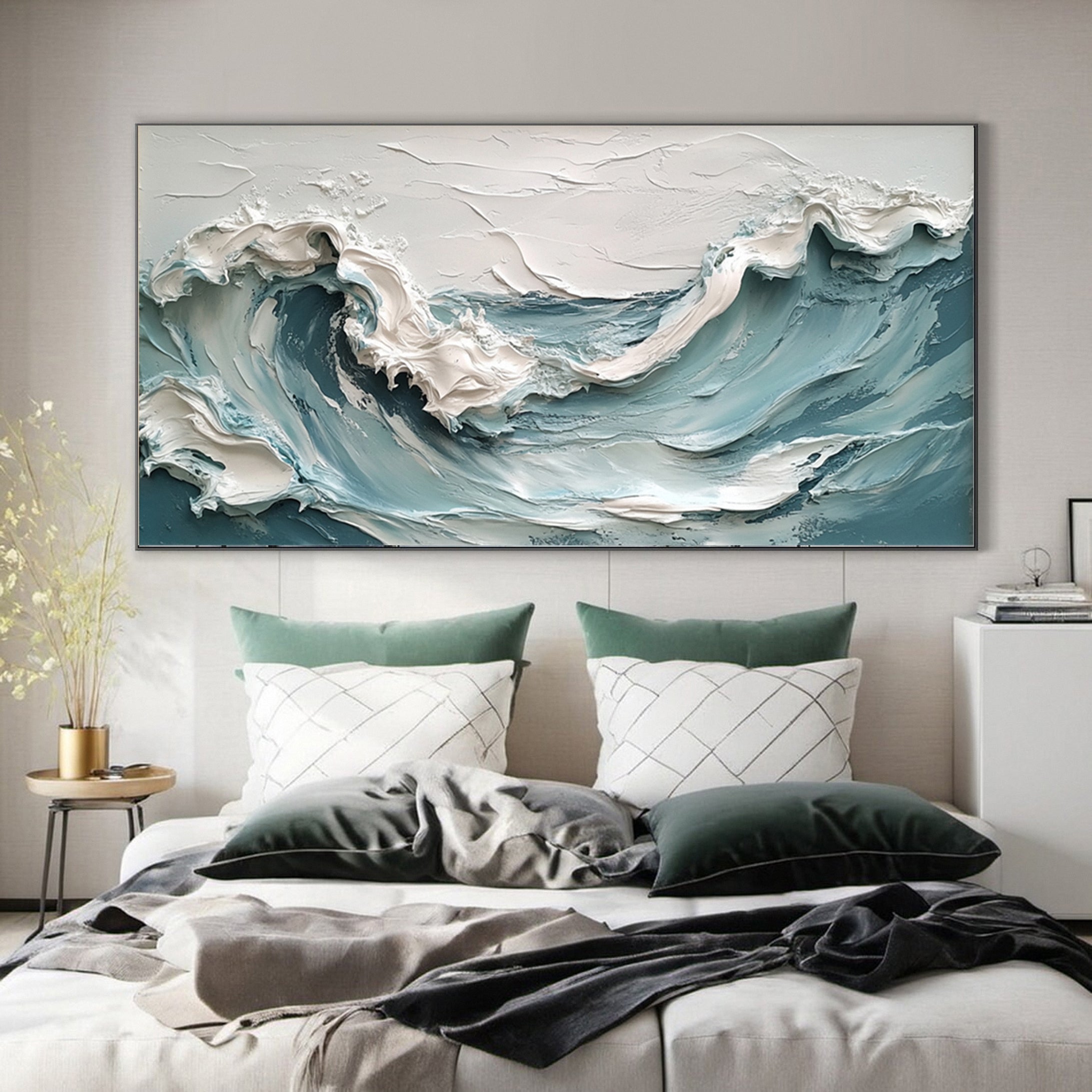 Large Abstract Sea Waves Artwork for Contemporary Wall Decor #OS 054