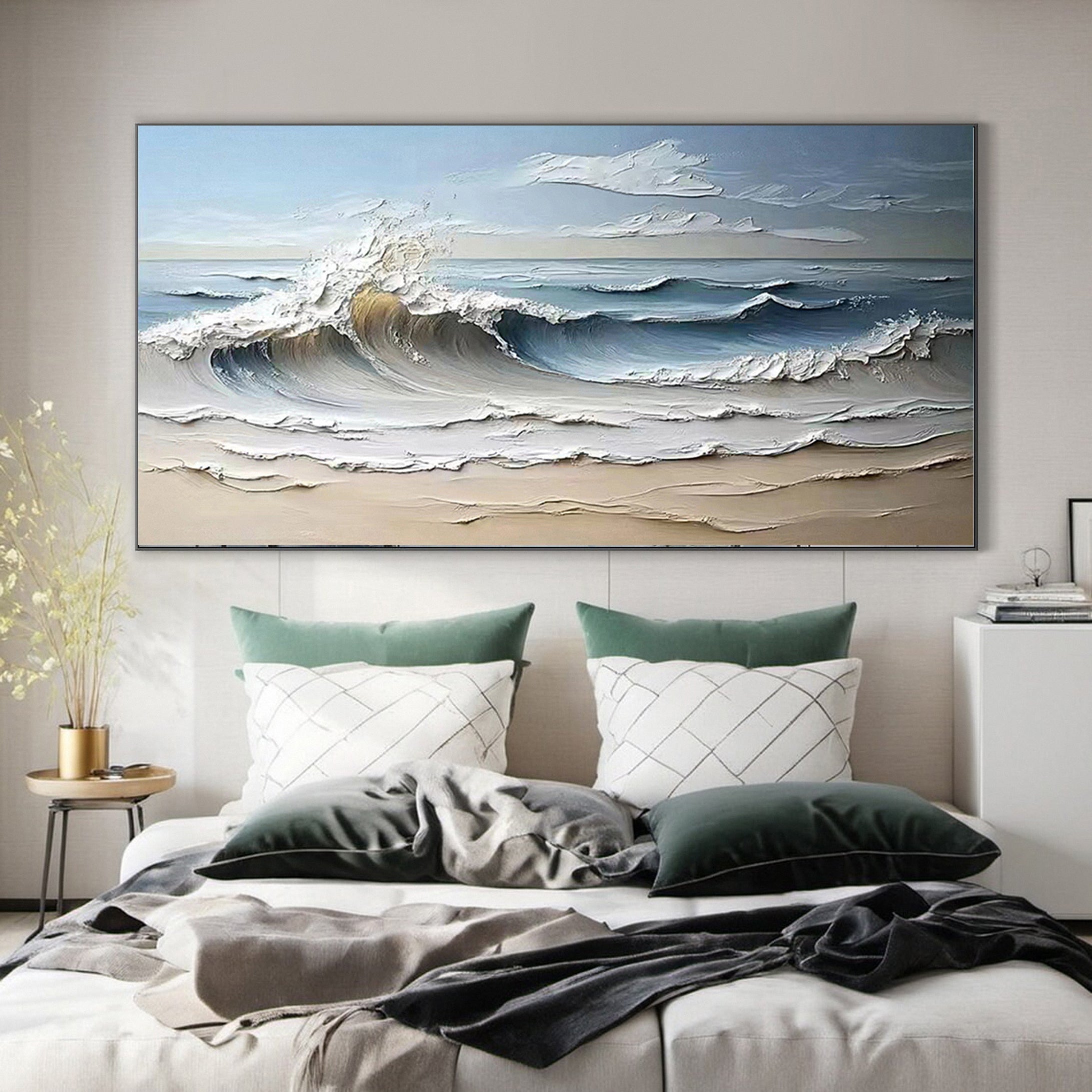 Large Textured Seascape Painting for Living Room Wall Art #OS 030