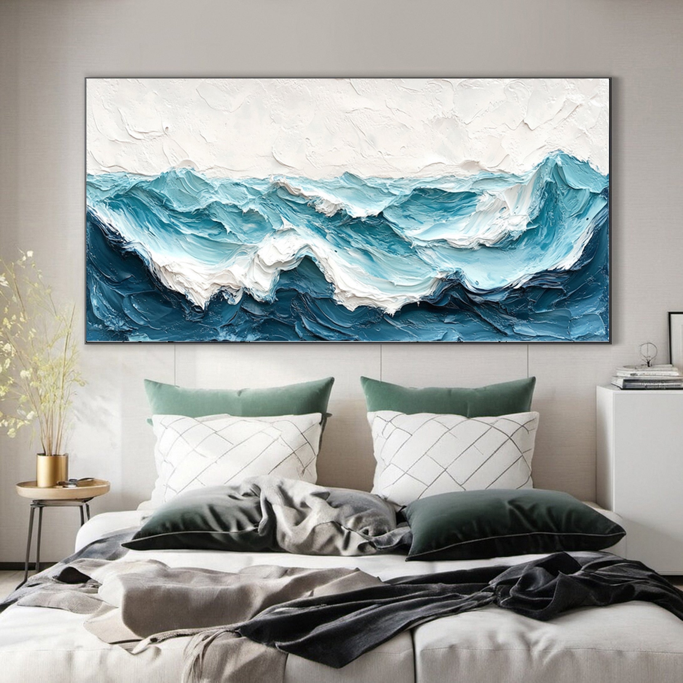 Large Abstract Sea Waves Artwork for Contemporary Wall Decor #OS 057