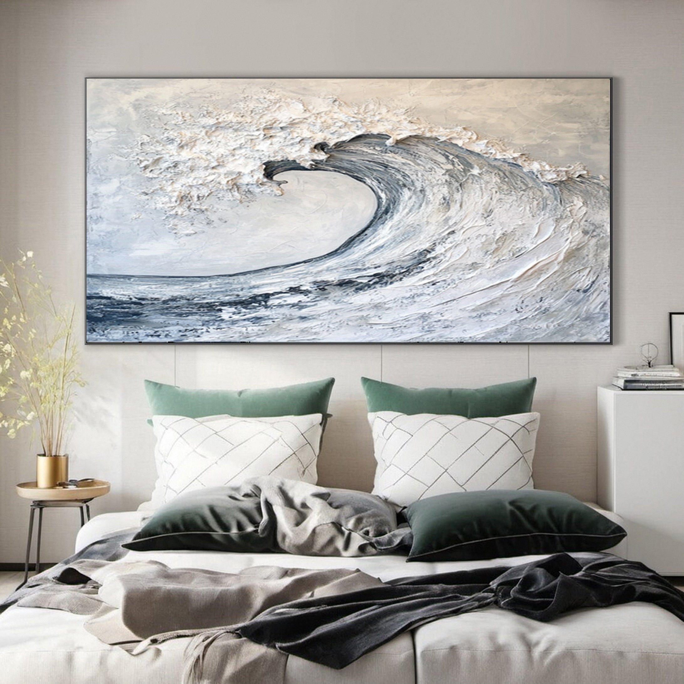 Large Abstract Sea Waves Artwork for Contemporary Wall Decor #OS 052