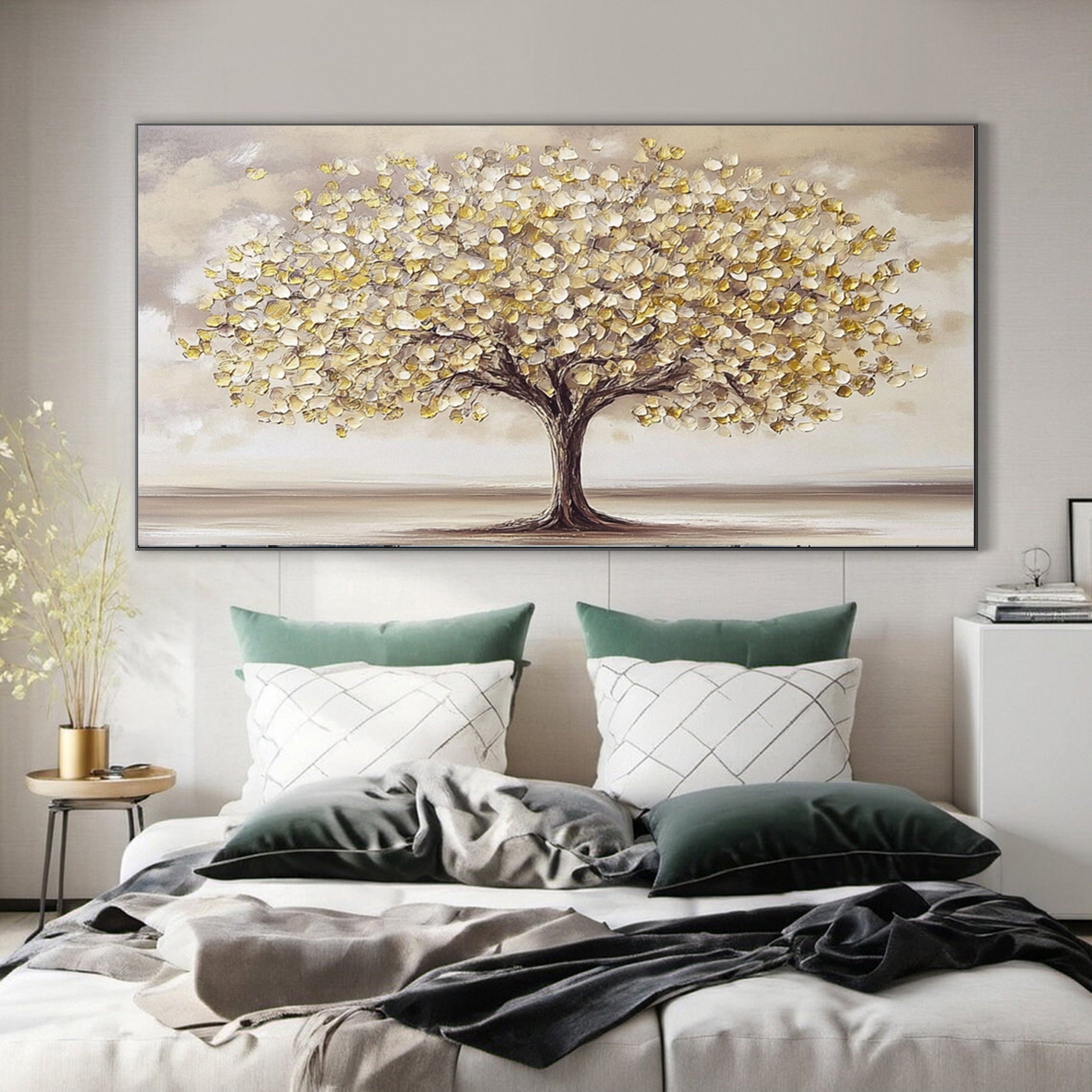 Golden Tree of Tranquility Canvas Art Luxurious Wall Decor #FT 056