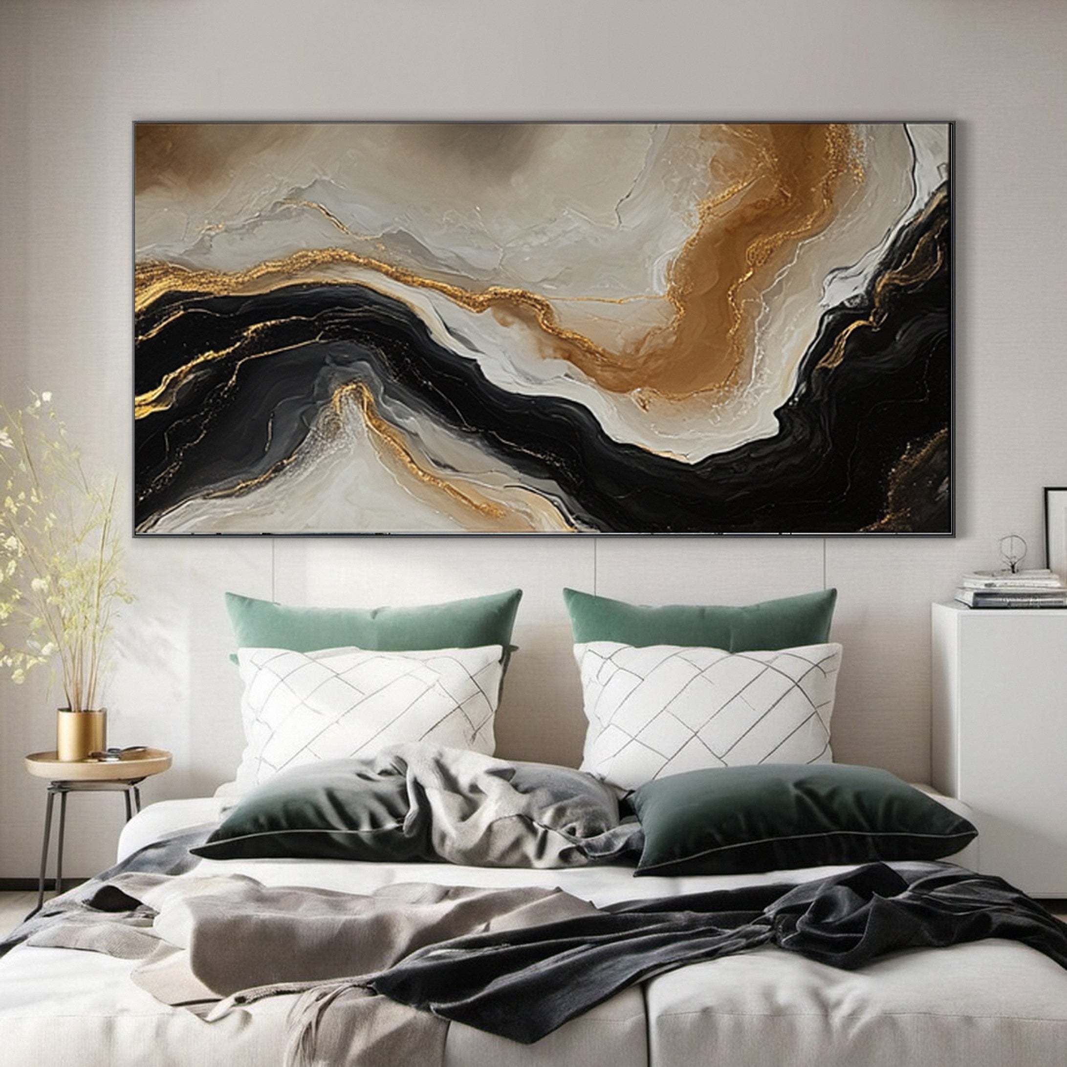 Abstract Ripples Gold and Black Modern Art #BBM 043