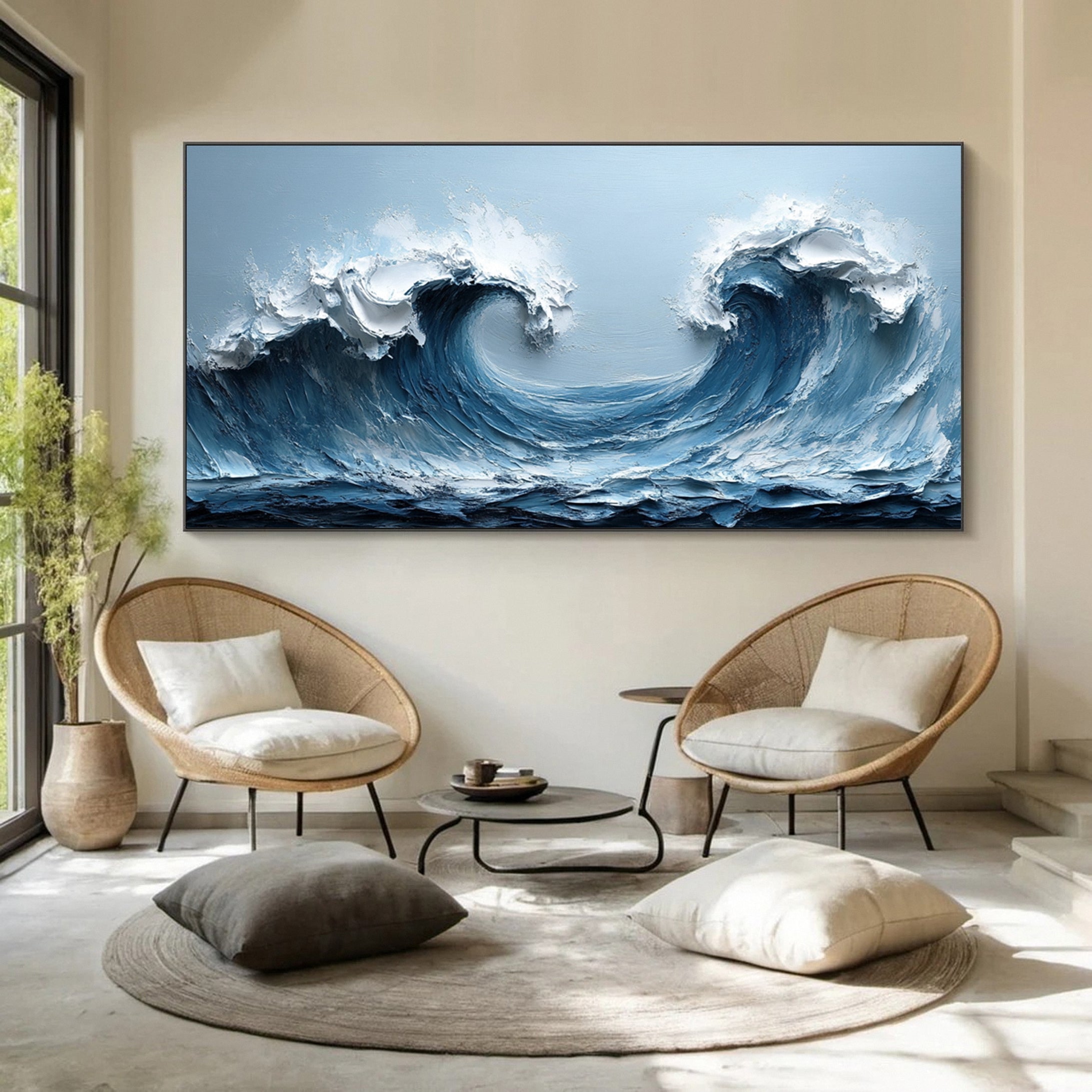 Large Abstract Sea Waves Artwork for Contemporary Wall Decor #OS 055