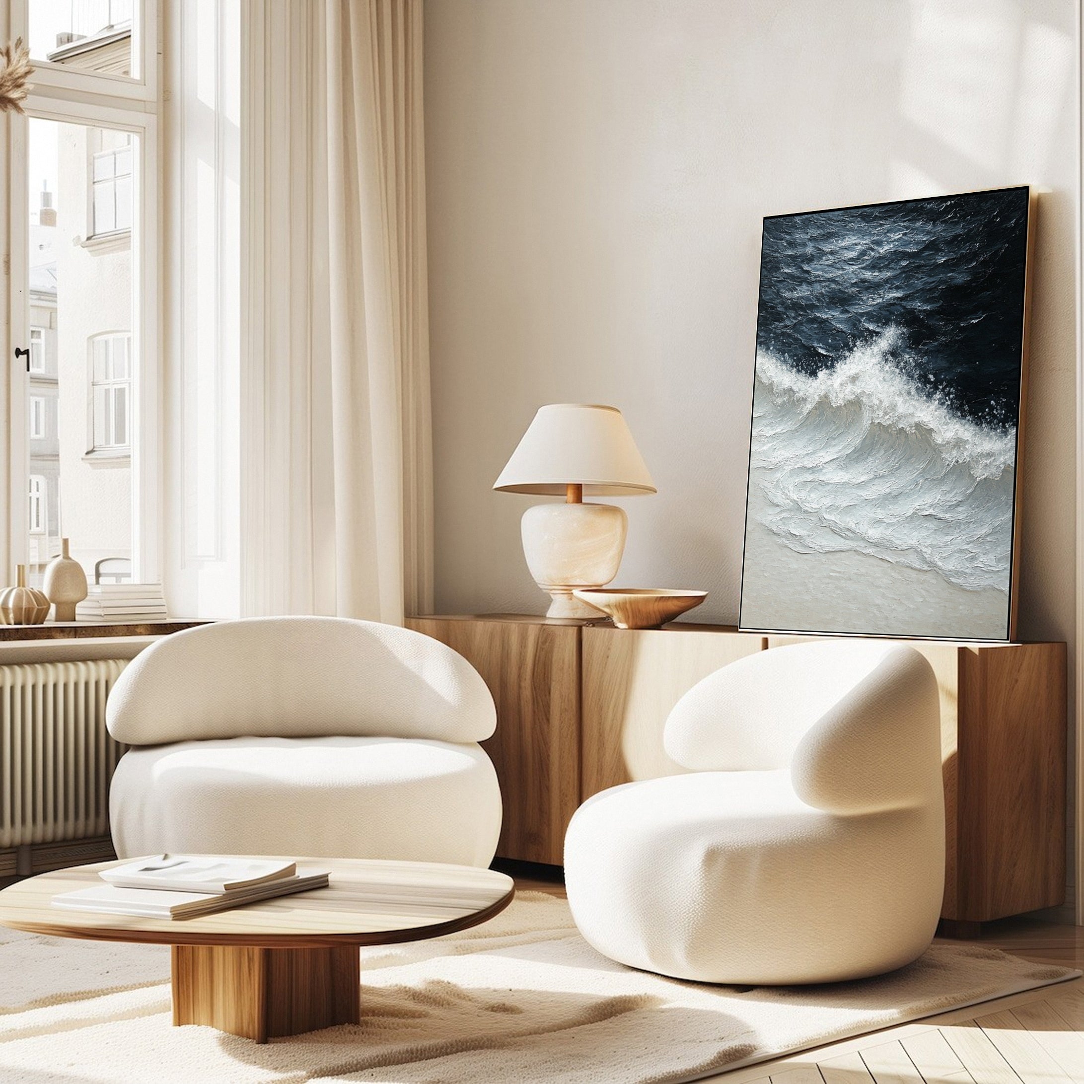 Dynamic Ocean Wave Canvas Art Textured Sea Painting #OS 063