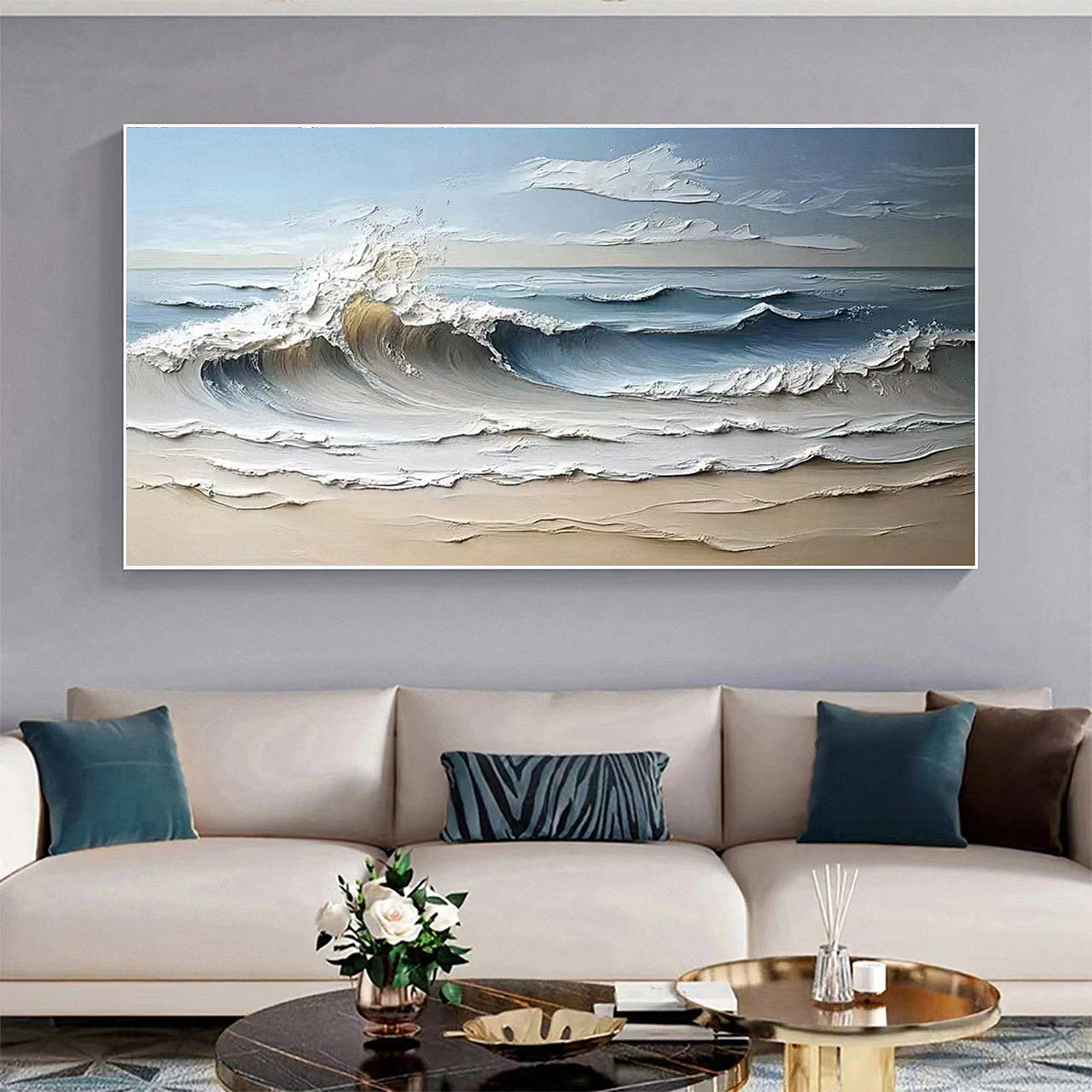 Large Textured Seascape Painting for Living Room Wall Art #OS 030